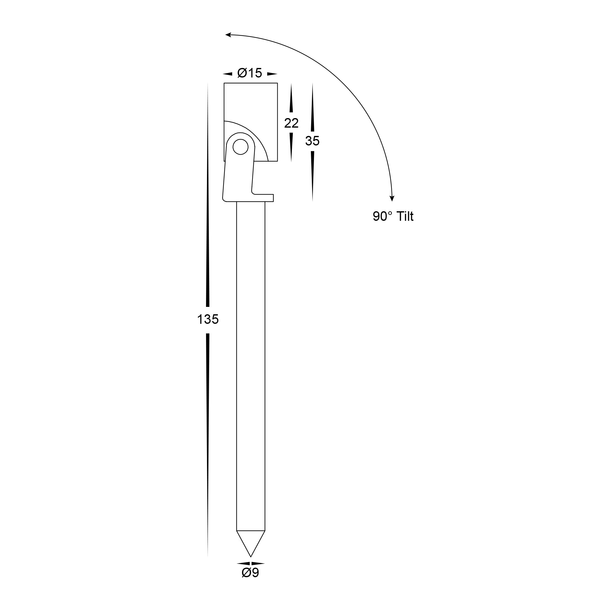 HV1434T-BLK -  Spar Aluminium Black Spike or Surface Mounted Spot Light