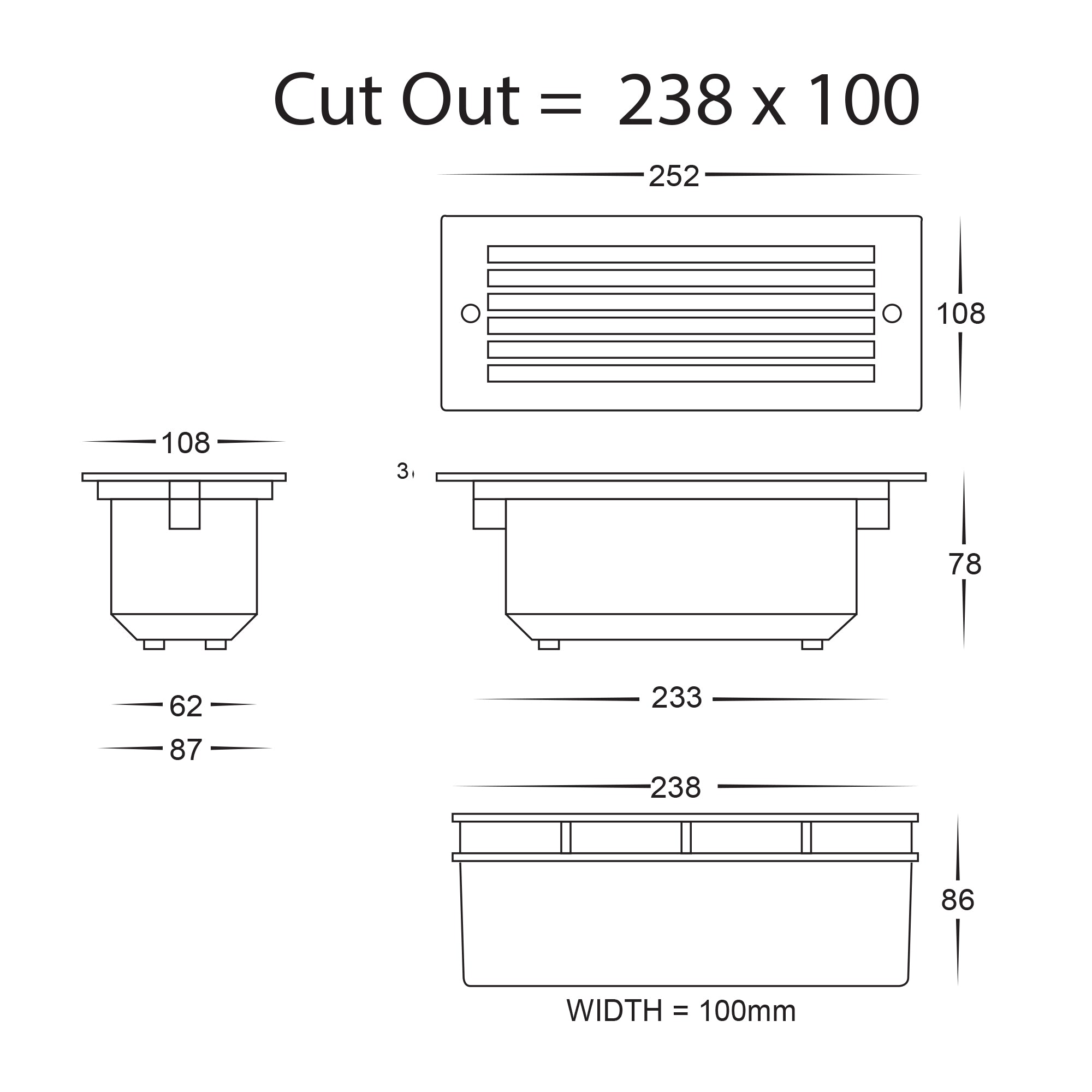 HV3004T-SS316 - Bata 316 Stainless Steel LED Brick Light with Grill