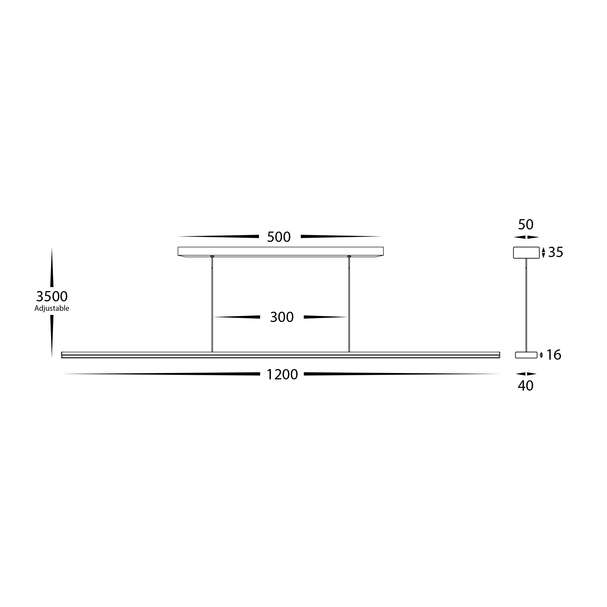 HV6005T-BLK - Proline Black 1200mm Slim LED Pendant