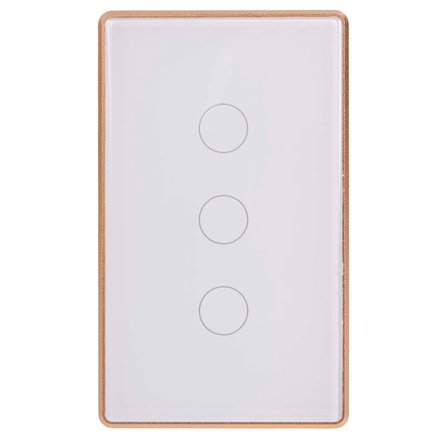 HV9120-3 - Wifi 3 Gang White with Gold Trim Wall Switch
