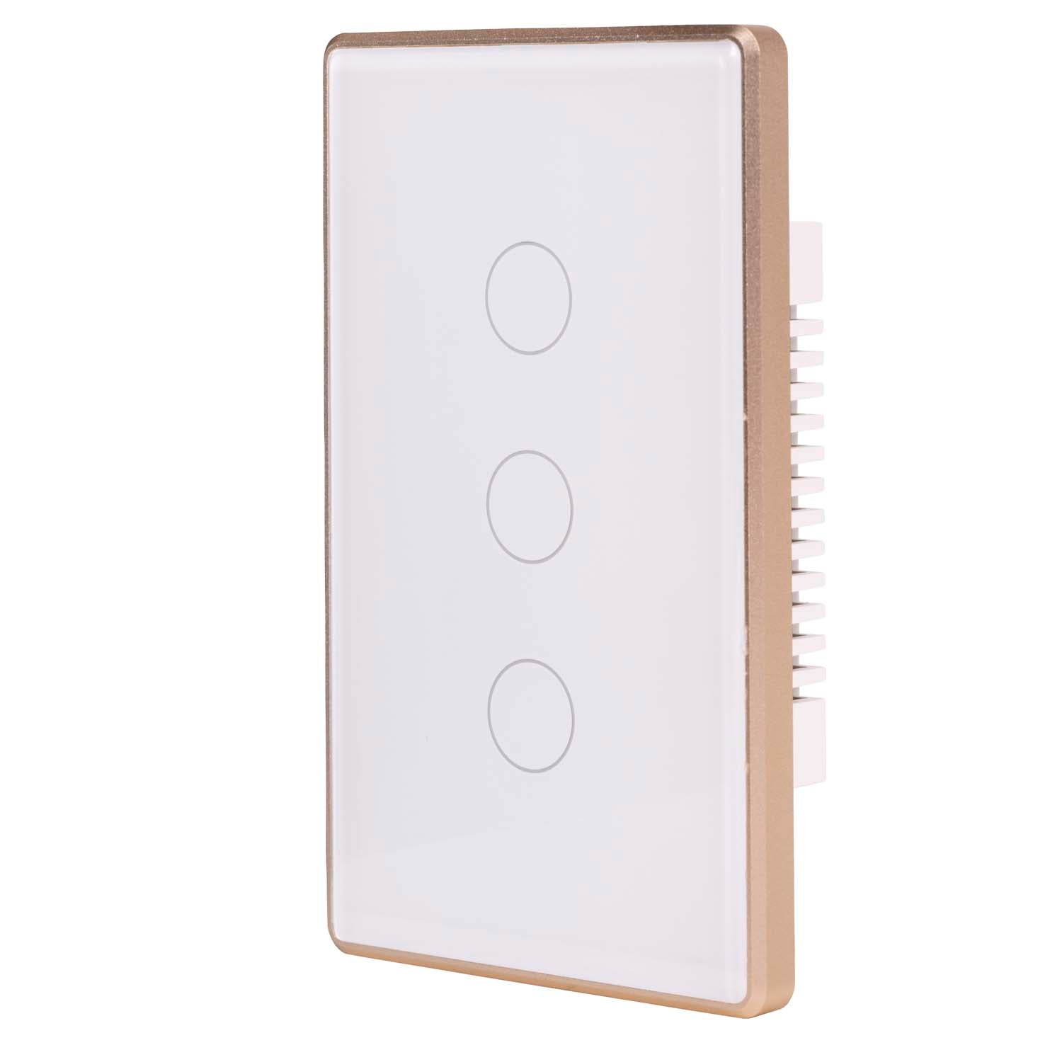 HV9120-3 - Wifi 3 Gang White with Gold Trim Wall Switch