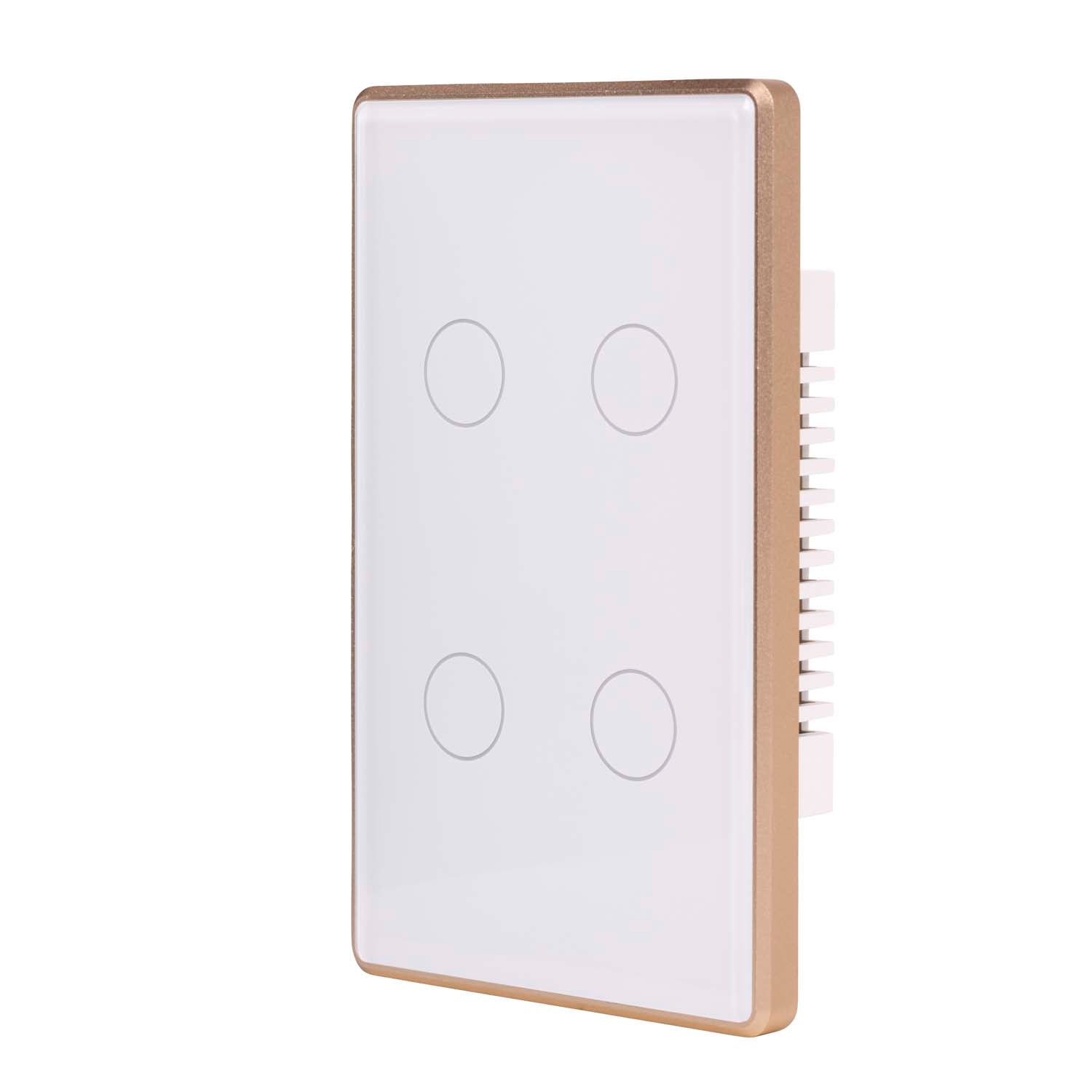 HV9120-4 - Wifi 4 Gang White with Gold Trim Wall Switch