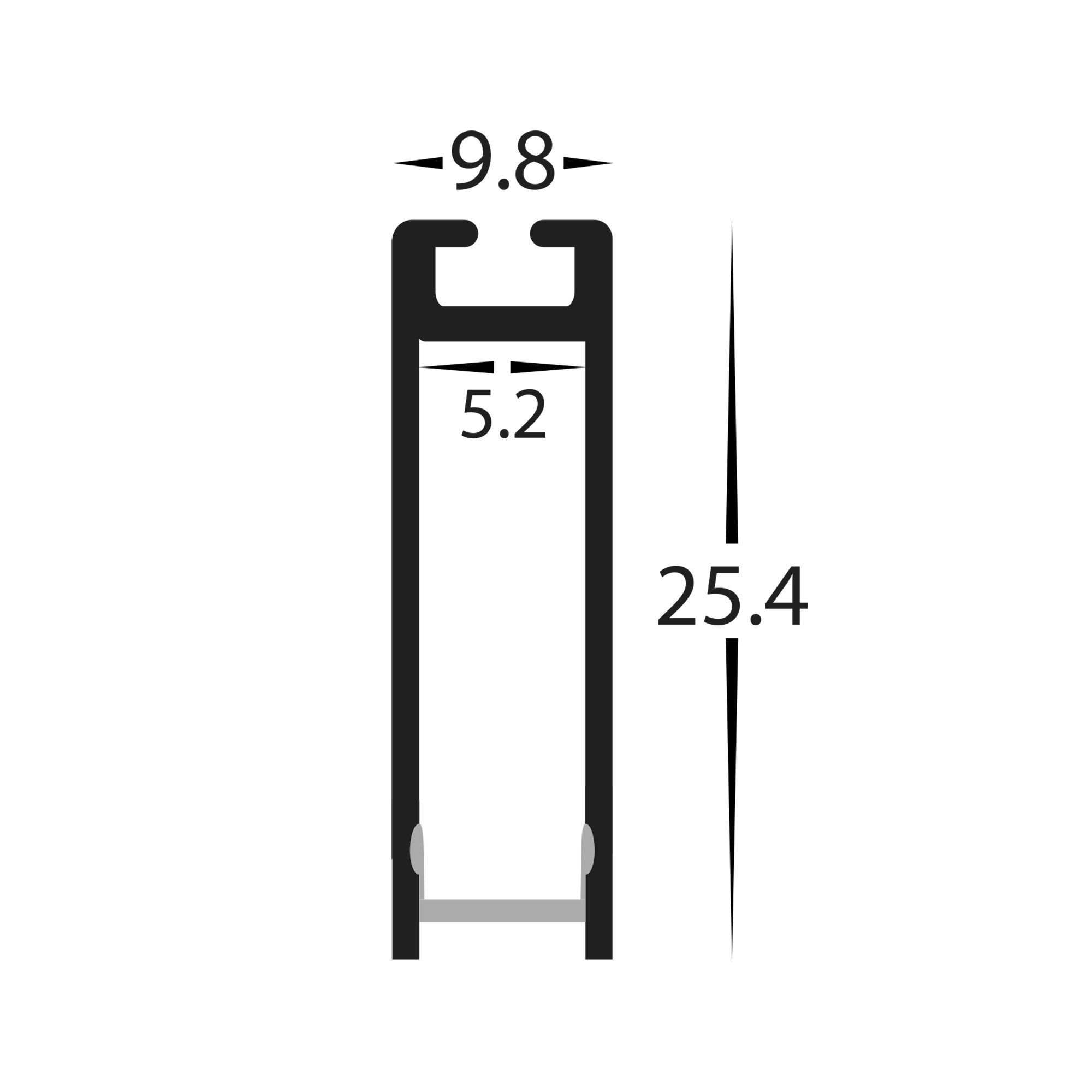 HV9693-1045-BLK - Suspended Black Aluminium Profile