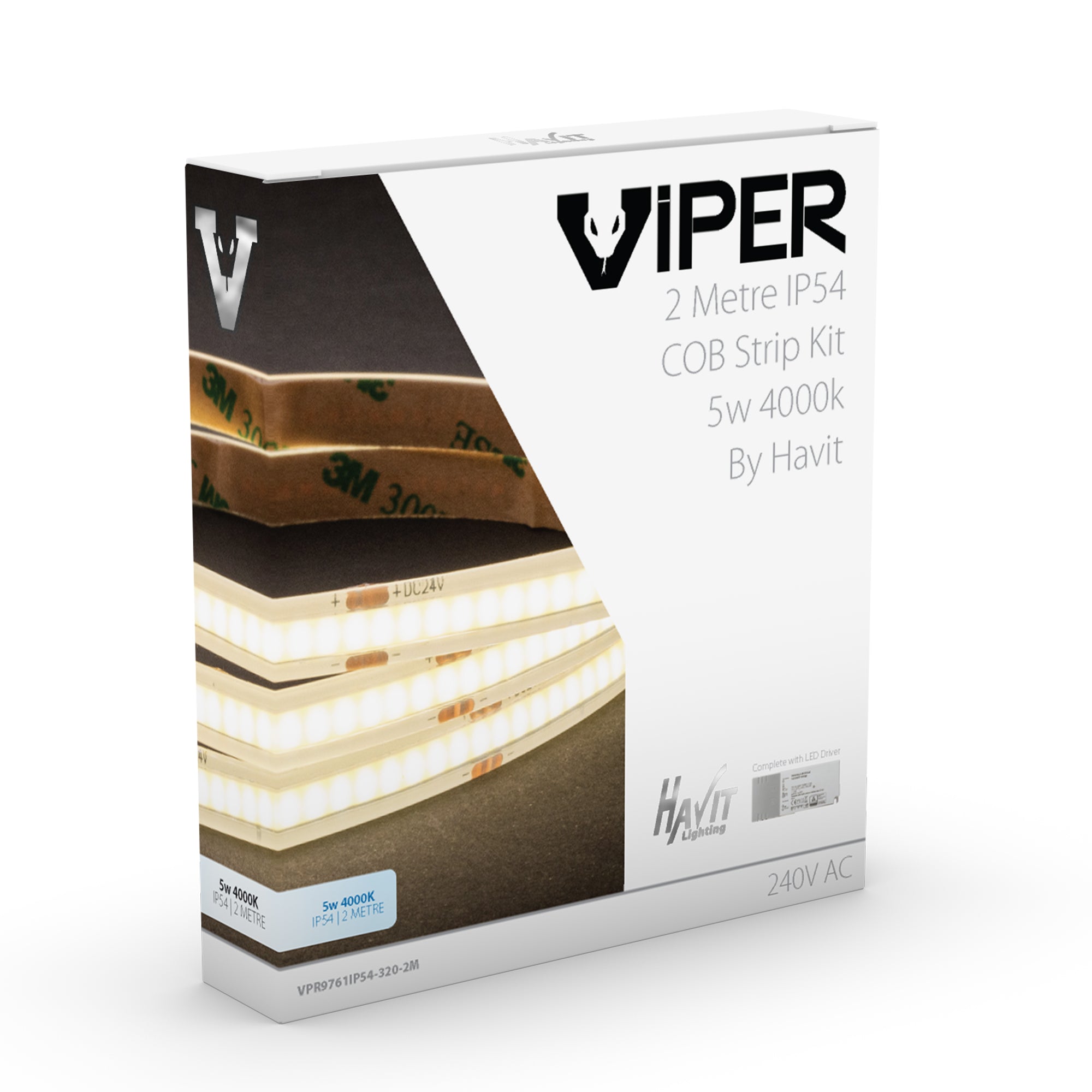 VPR9761IP54-320-2M - Viper COB 5w Per Metre 2m LED Strip kit 4000k