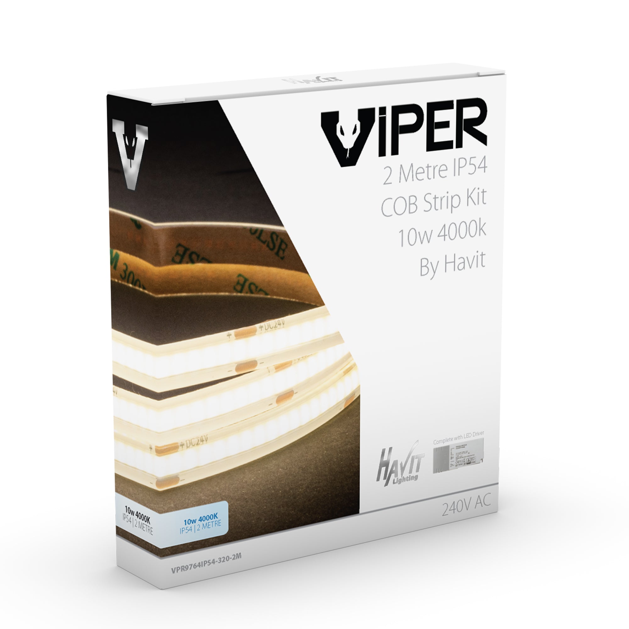 VPR9764IP54-320-2M - Viper COB 10w Per Metre 2m LED Strip kit 4000k