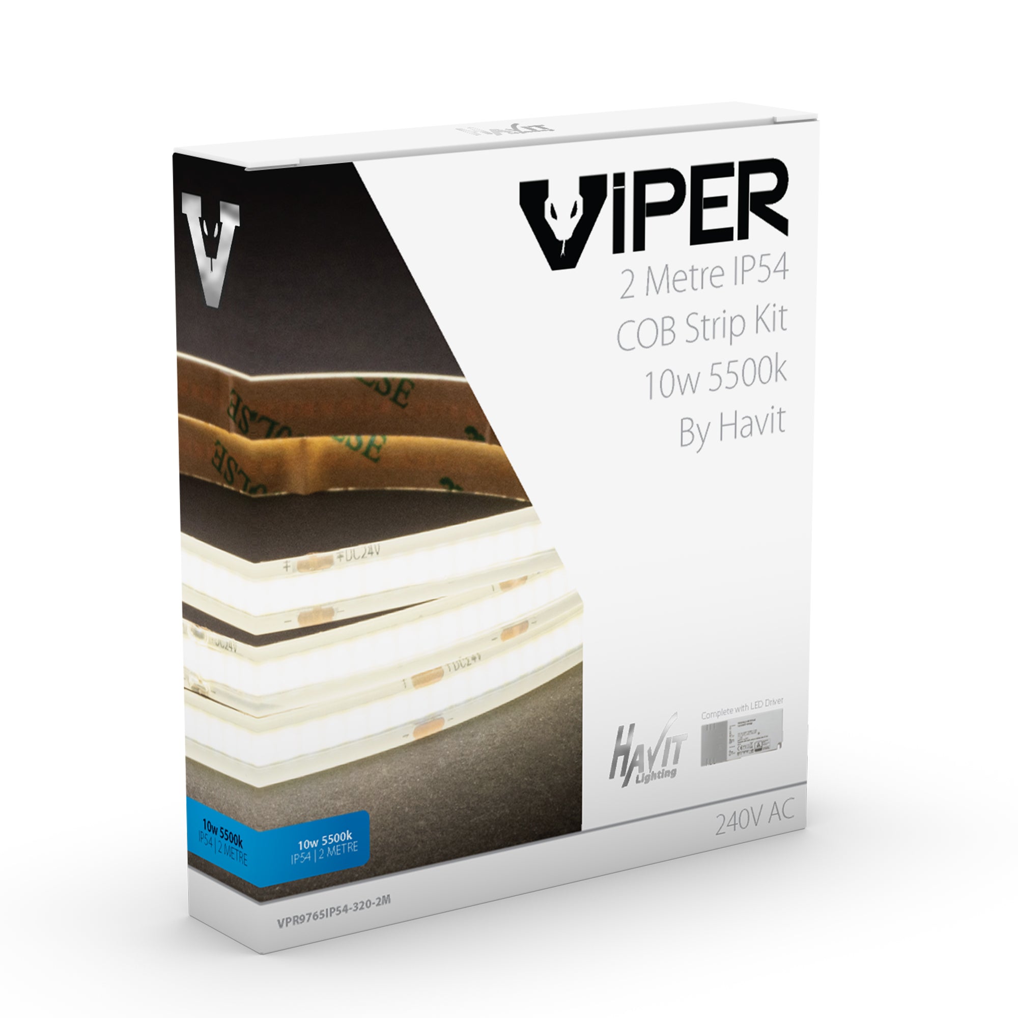 VPR9765IP54-320-2M - Viper COB 10w Per Metre 2m LED Strip kit 5500k