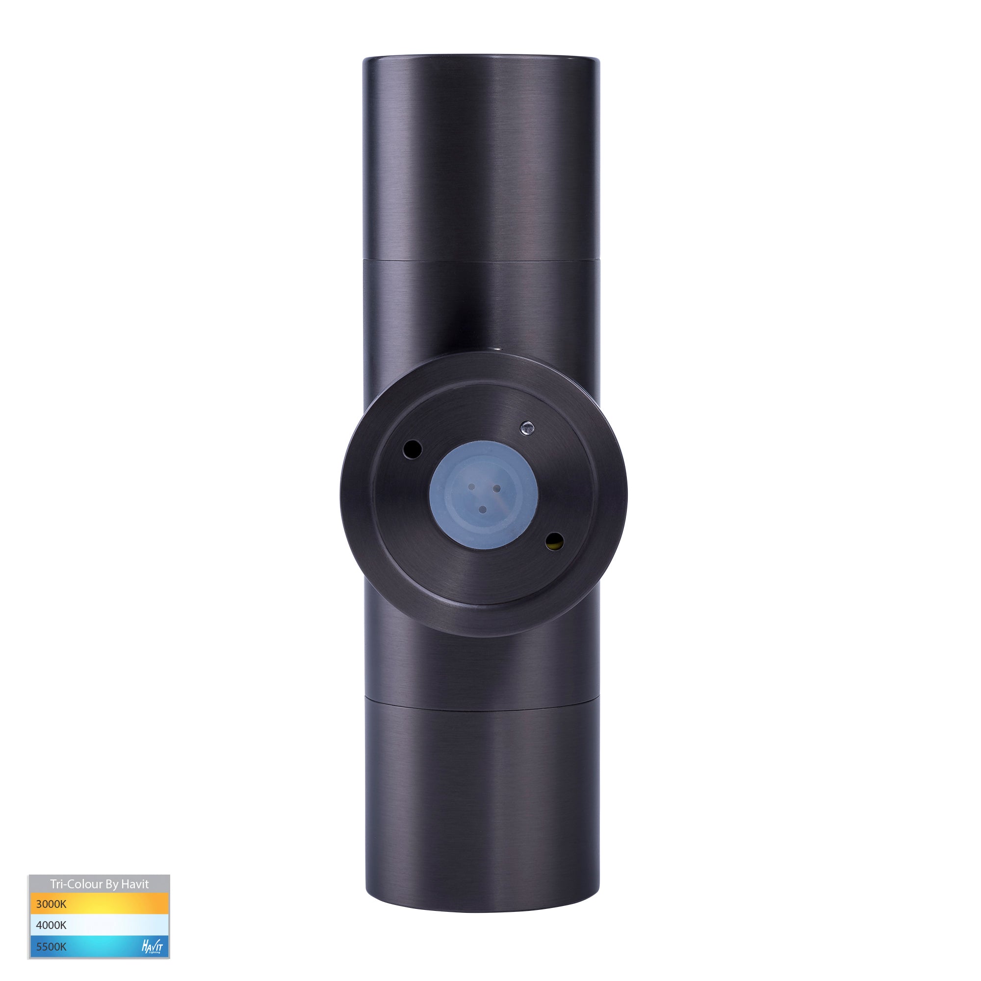 HV1075T-HV1077T - Tivah Solid Brass Graphite Coloured TRI Colour Up & Down Wall Pillar Lights