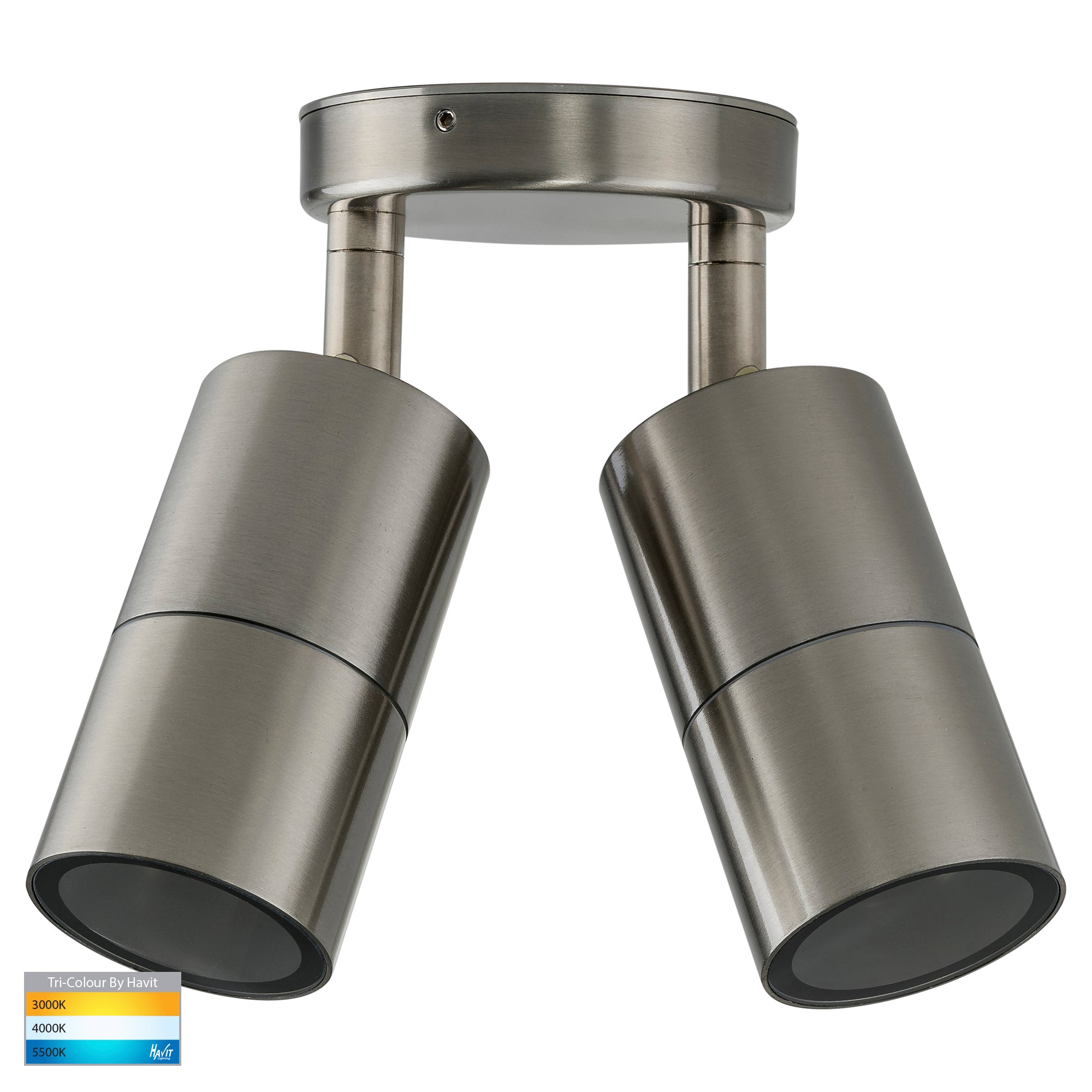 HV1372T - Fortis Stainless Steel TRI Colour Double Adjustable Wall Pillar Light