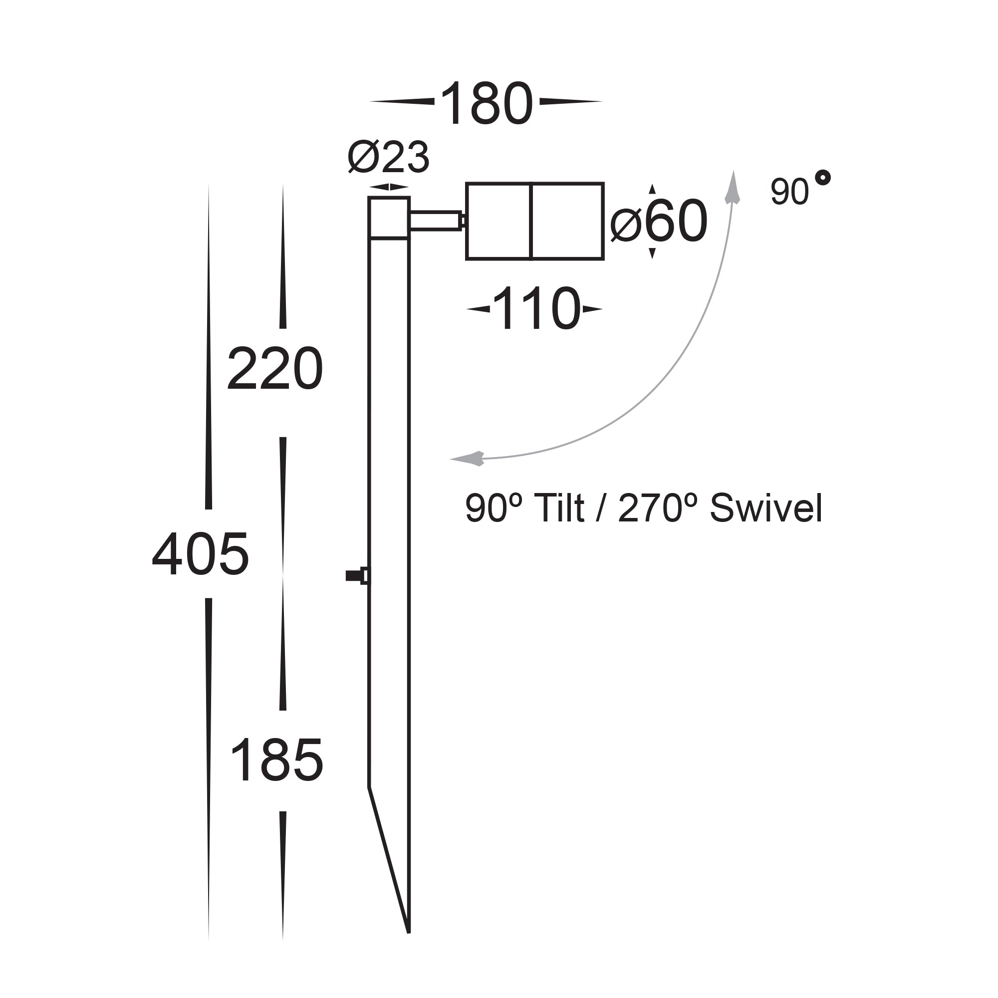 HV1407T-BLK - Tivah Aluminium Black 5w LED Garden Spike Light