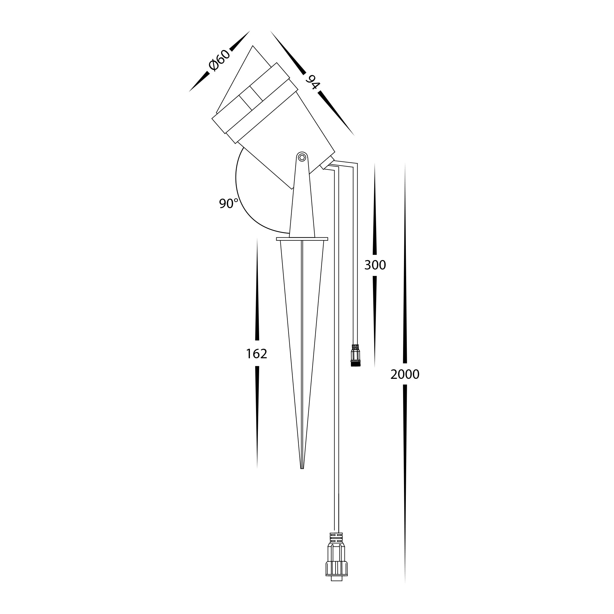 HV1428RGBCW - Spitze Black 3w RGBCW LED Garden Spike Light