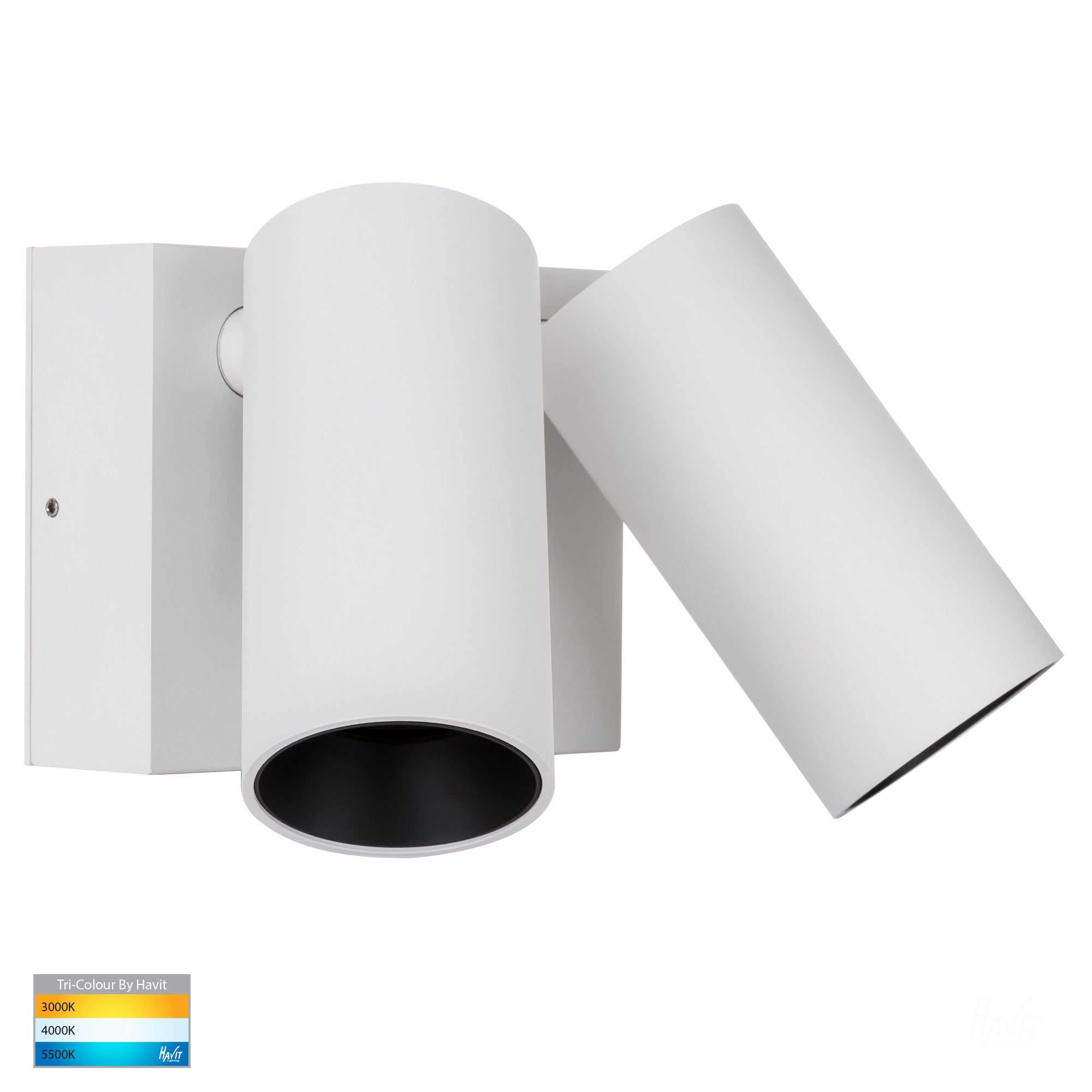 HV3683T-WHT - Revo White Double Adjustable Wall Light