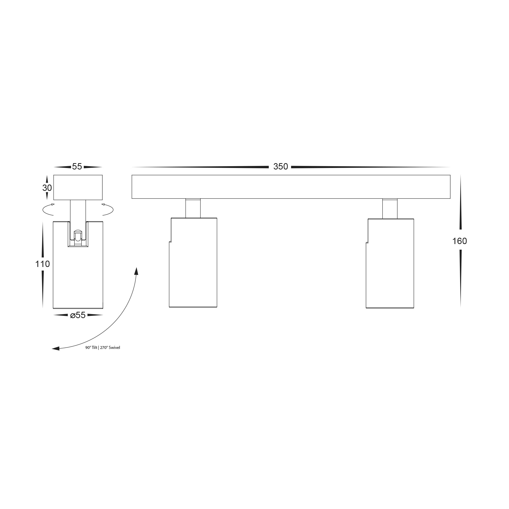 HV4002T-2-WHT - Revo White 2 Light TRI Colour LED Bar Light