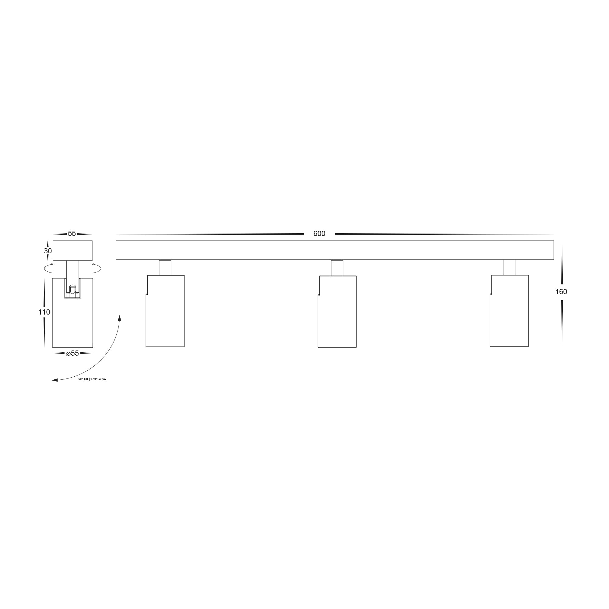 HV4002T-3-WHT - Revo White 3 Light TRI Colour Bar Light