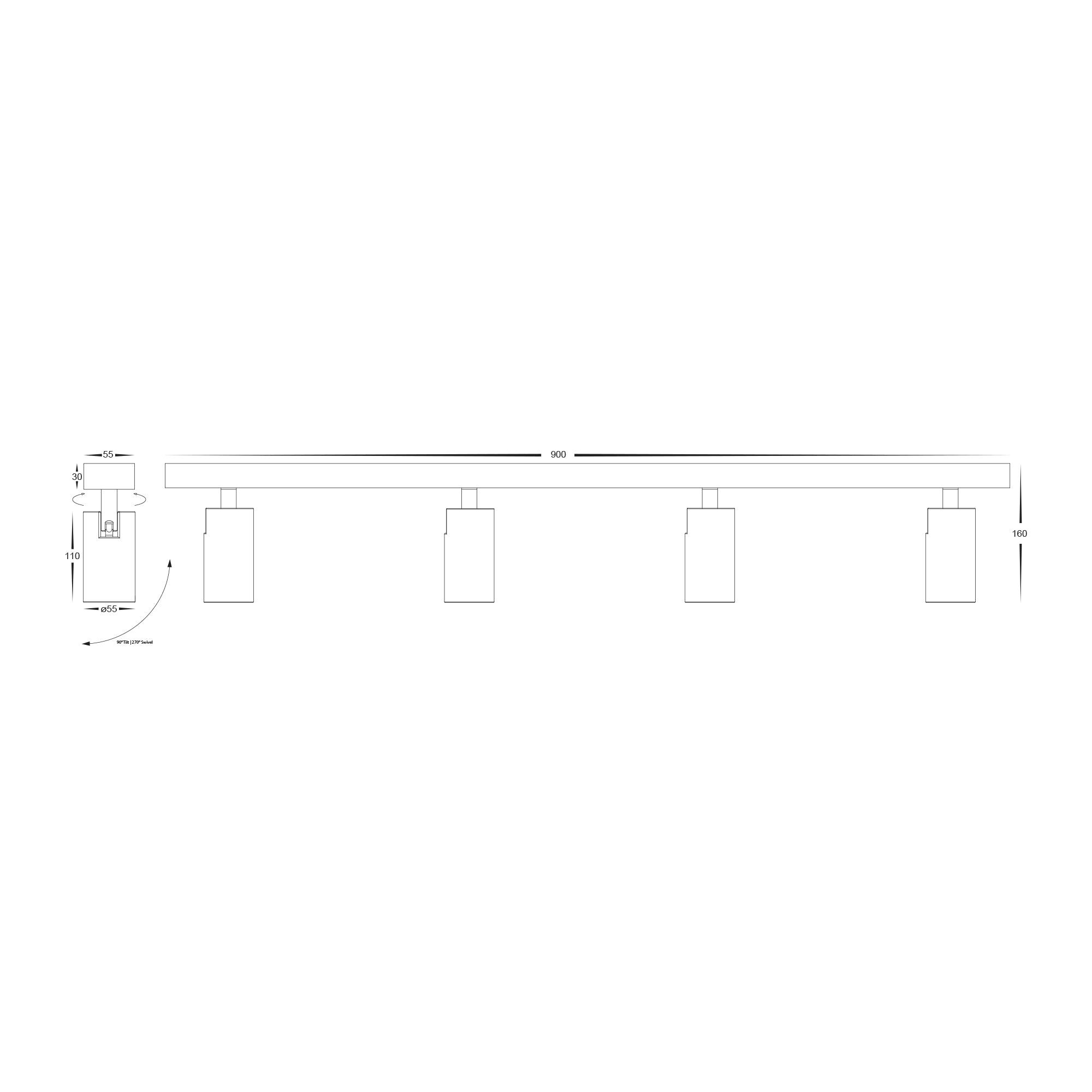 HV4002T-4-WHT - Revo White 4 Light TRI Colour Bar Light