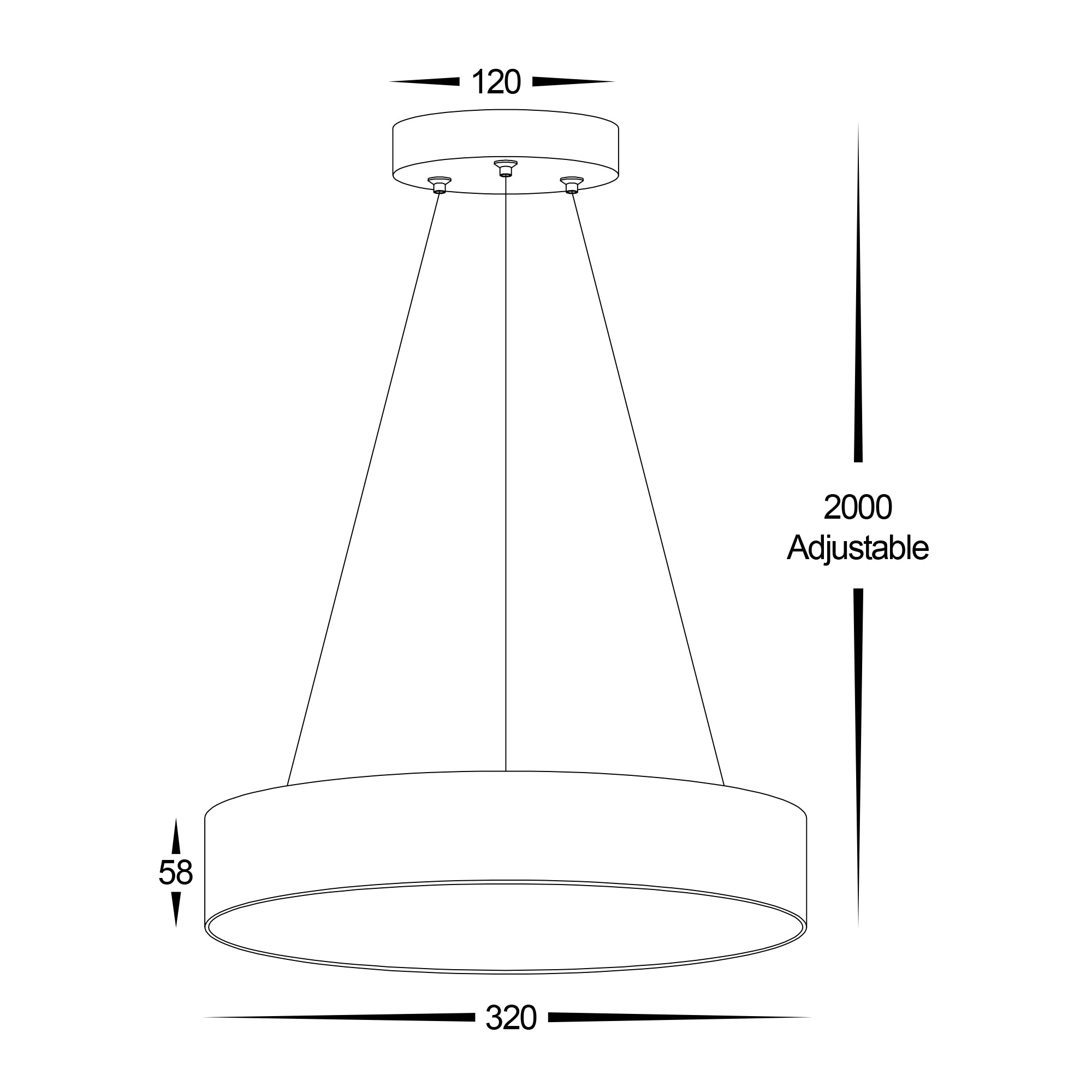 HV5893T-WHT-PDT - Nella 320mm White 30w Round Pendant