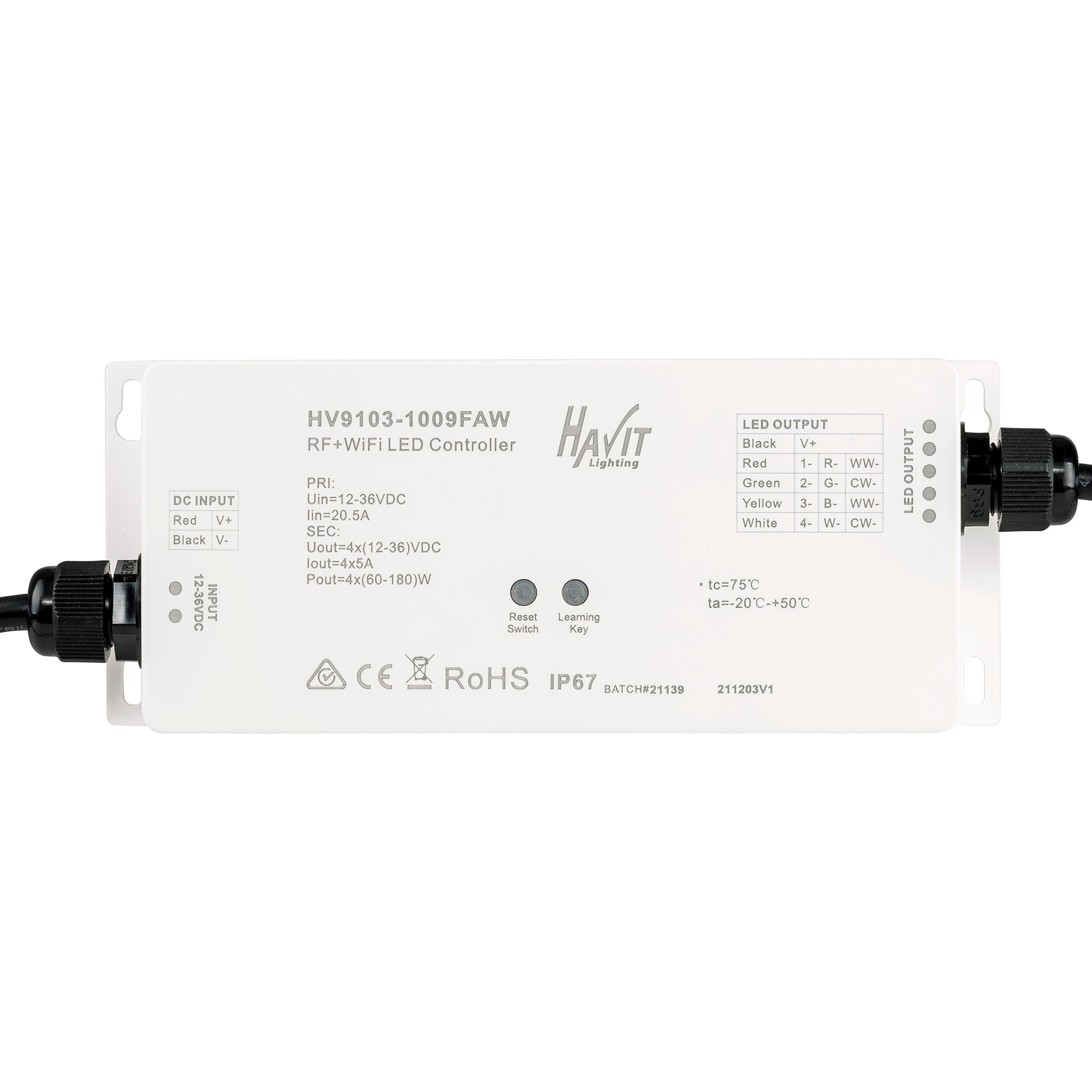 HV9103-1009FAW - RF + WIFI 4 Channel LED Strip Receiver