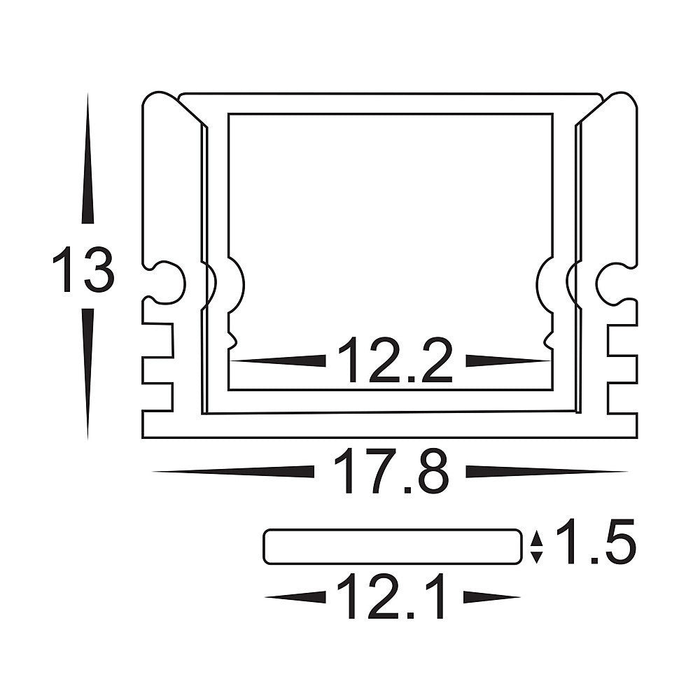 HV9693-1812 - Shallow Square Weatherproof Aluminium Profile