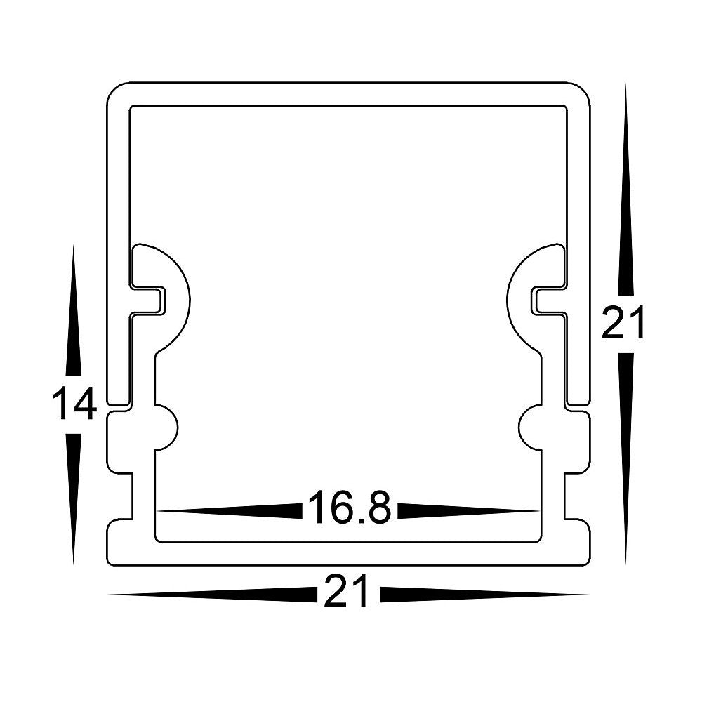 HV9693-2114 - Deep Square Aluminium Profile with Square Diffuser