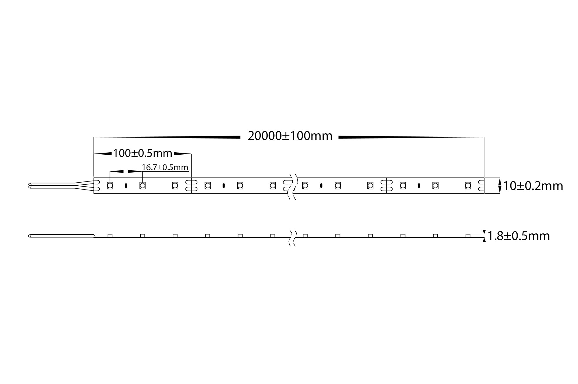 HV9741-IP20-60-3K - 4.8w 24v DC IP20 Long Run LED Strip 3000k