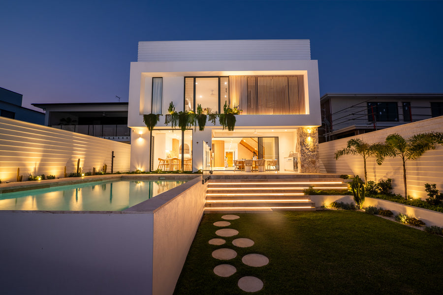 Newport Project QLD Backyard Lighting with 3K LED Strip, Tivah Up Down, Deck and Downlights