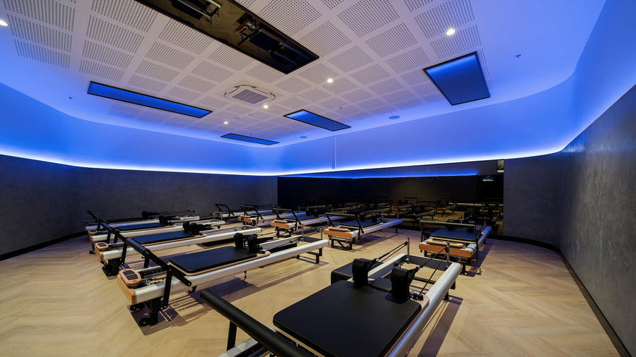 Pilates Studio with Blue LED Cove Lighting & Recessed Downlights