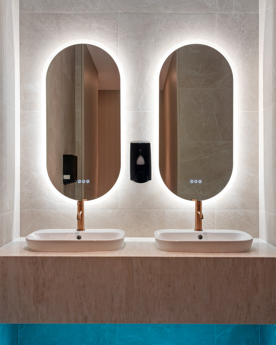 Bathroom Vanity with Oval Backlit LED Mirror Lights