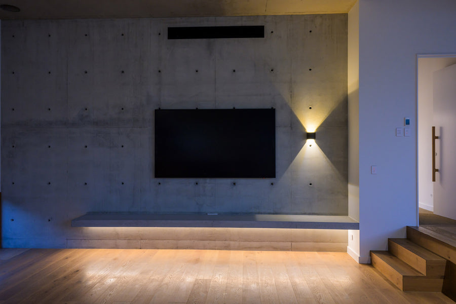 Havit Up Down Wall Light and LED Strip on a Concrete Feature Wall