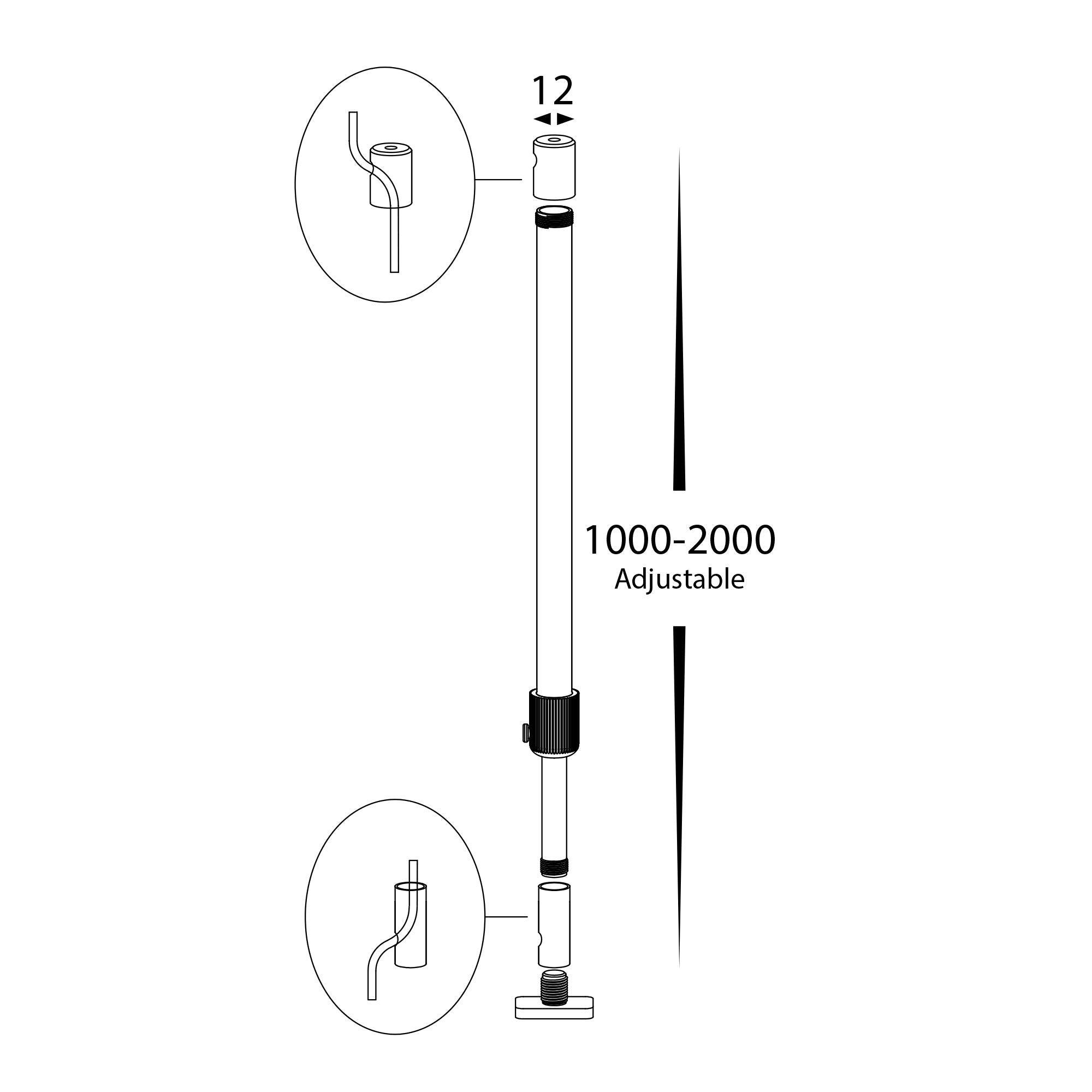 HV9705-1MROD | HV9705-2MROD - Black Aluminium Rod to suit Alumninum Profile