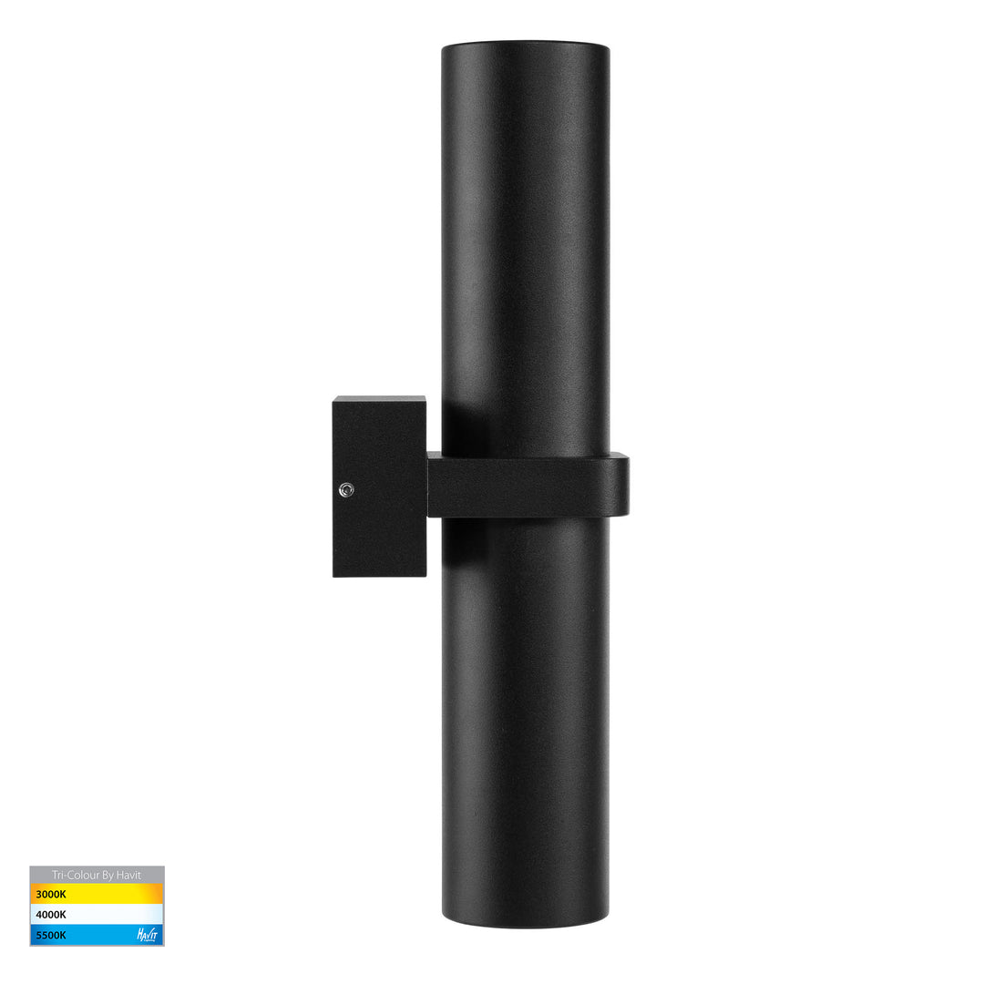 HV10291T - Luz Black TRI Colour Single Up & Down Wall Pillar Lights ...