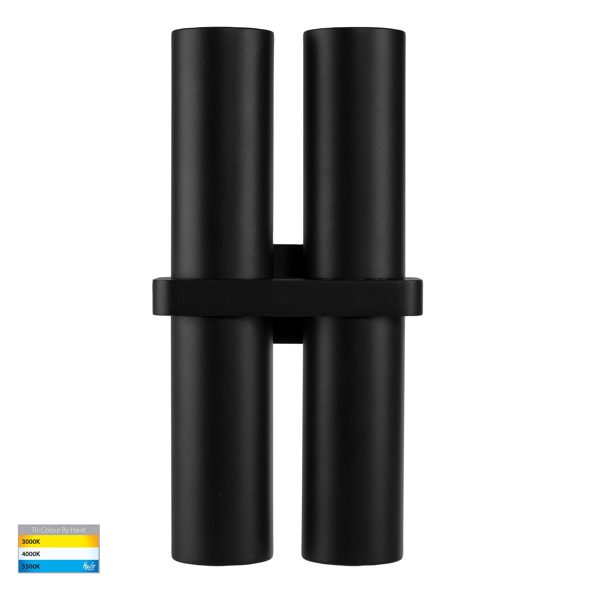 HV10292T - Luz Black TRI Colour Double Up & Down Wall Pillar Lights