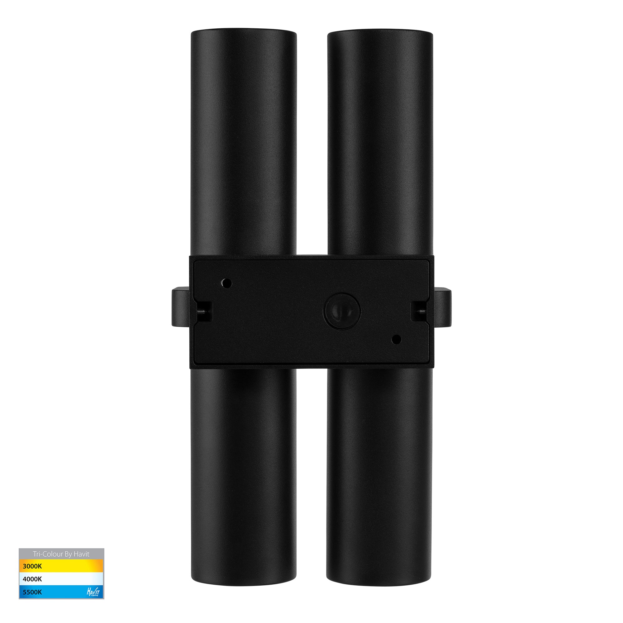 HV10292T - Luz Black TRI Colour Double Up & Down Wall Pillar Lights