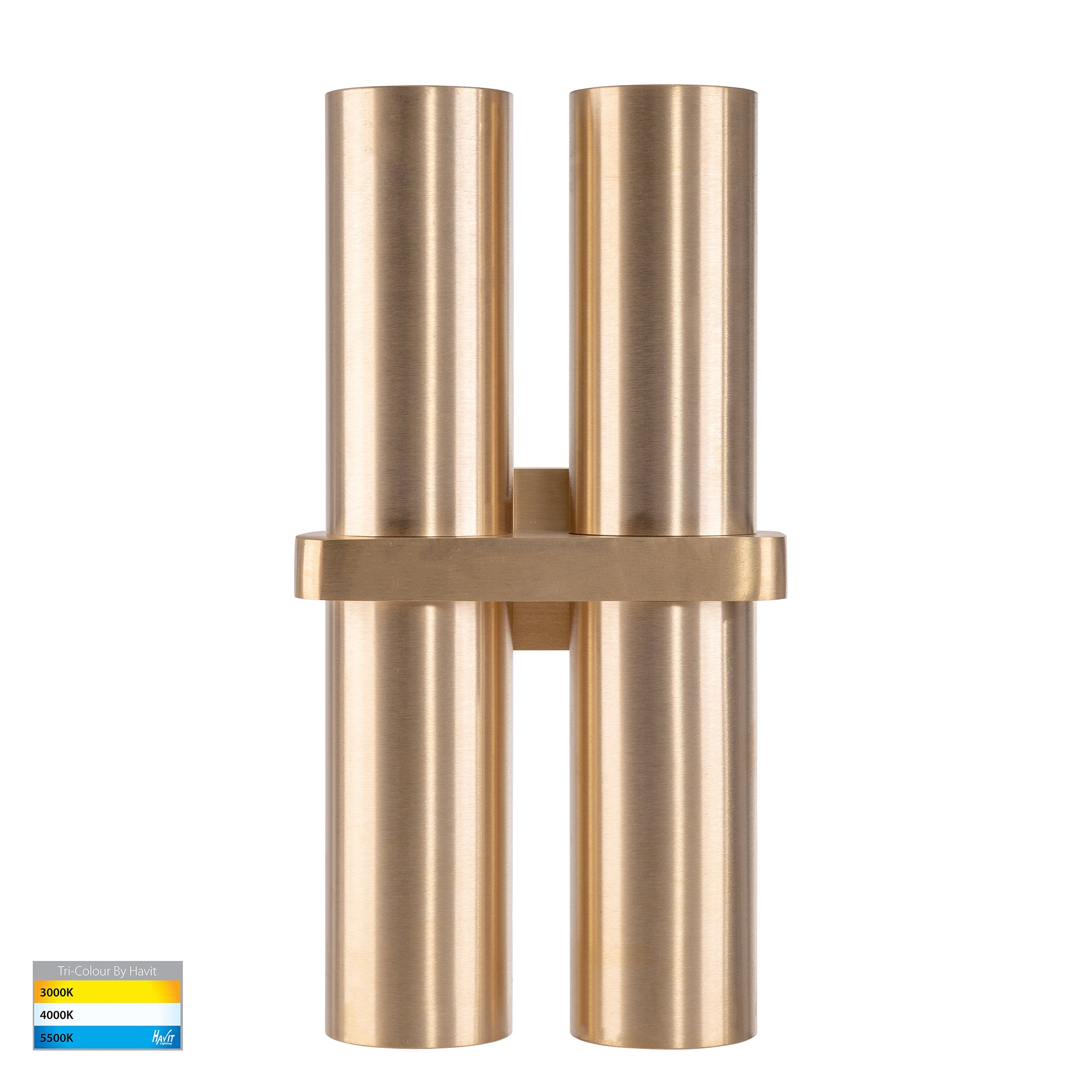 HV10592T - Luz Solid Brass TRI Colour Double Up & Down Wall Pillar Lights