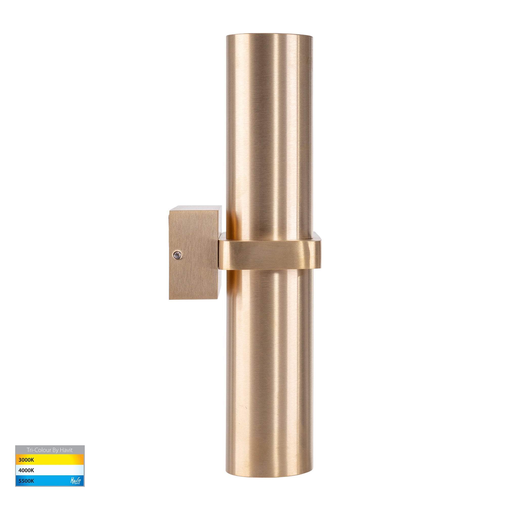 HV10592T - Luz Solid Brass TRI Colour Double Up & Down Wall Pillar Lights