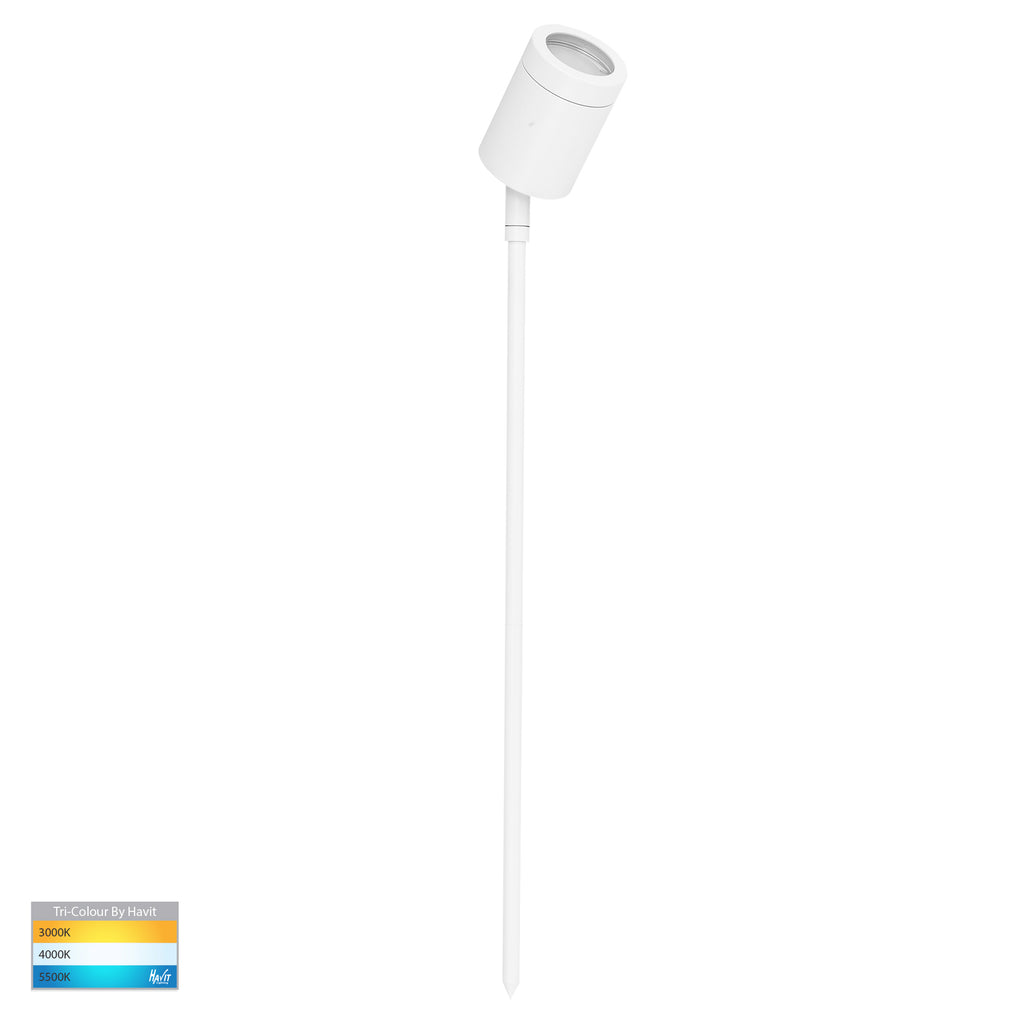 HV1421T-WHT - Pointe White TRI Colour LED Garden Spike Light