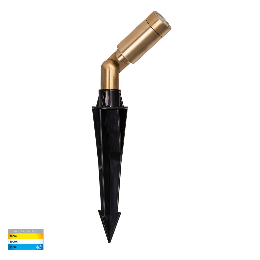 HV1435T-BR - Cilindor Brass 3w LED Garden Spike Light