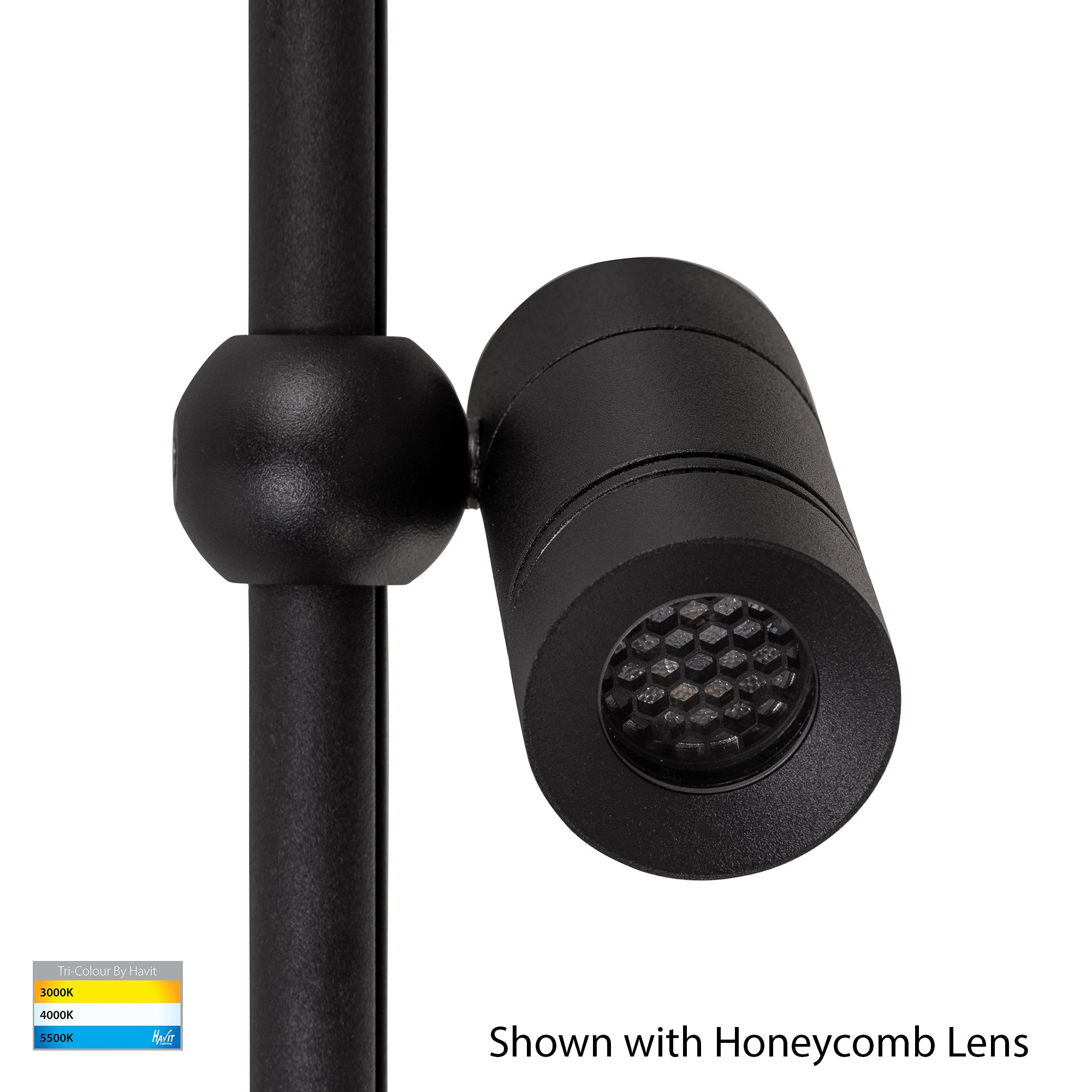 HV1441T-2-BLK - Lille Black 1500mm TRI Colour 2 Light LED Garden Spot Light