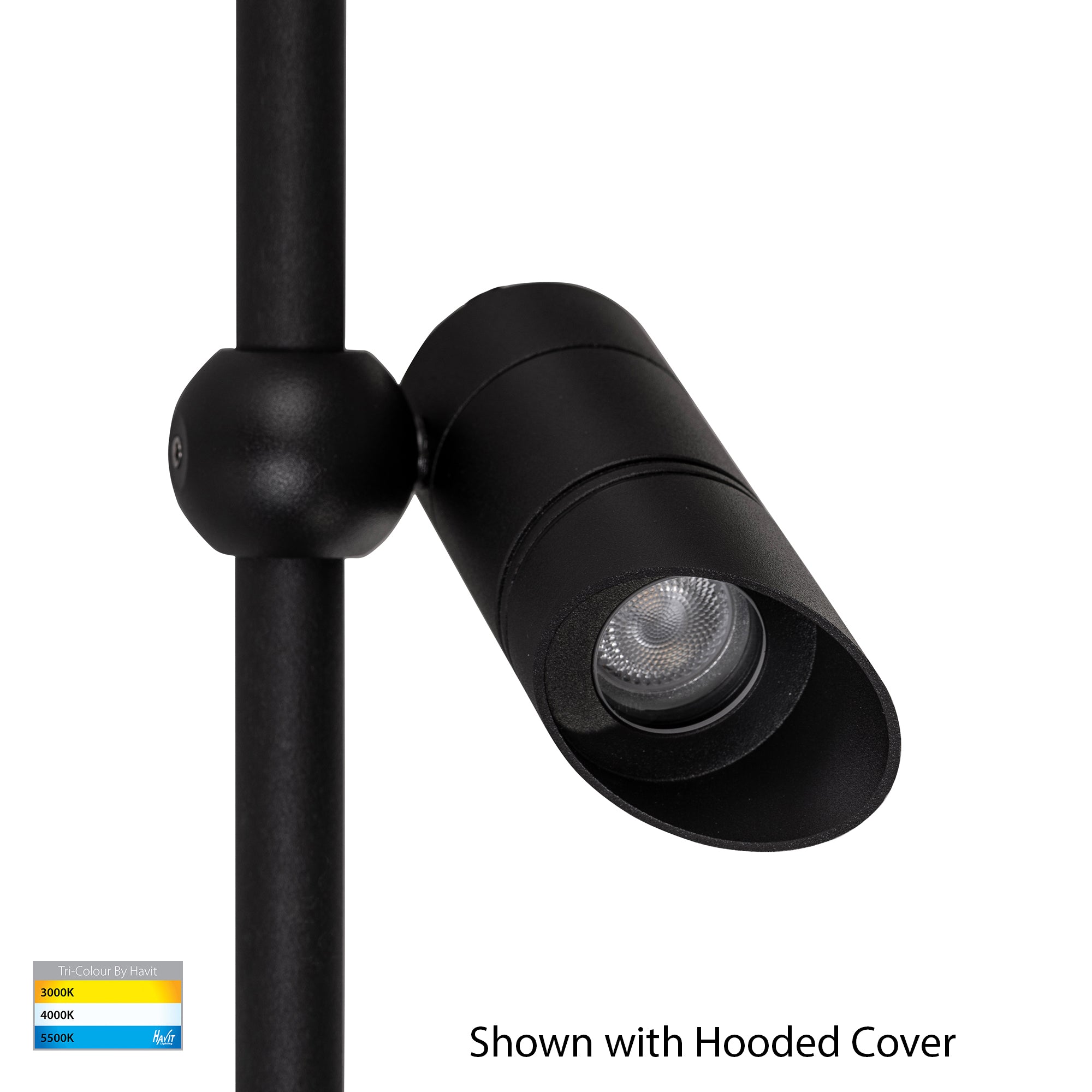 HV1441T-2-BLK - Lille Black 1500mm TRI Colour 2 Light LED Garden Spot Light
