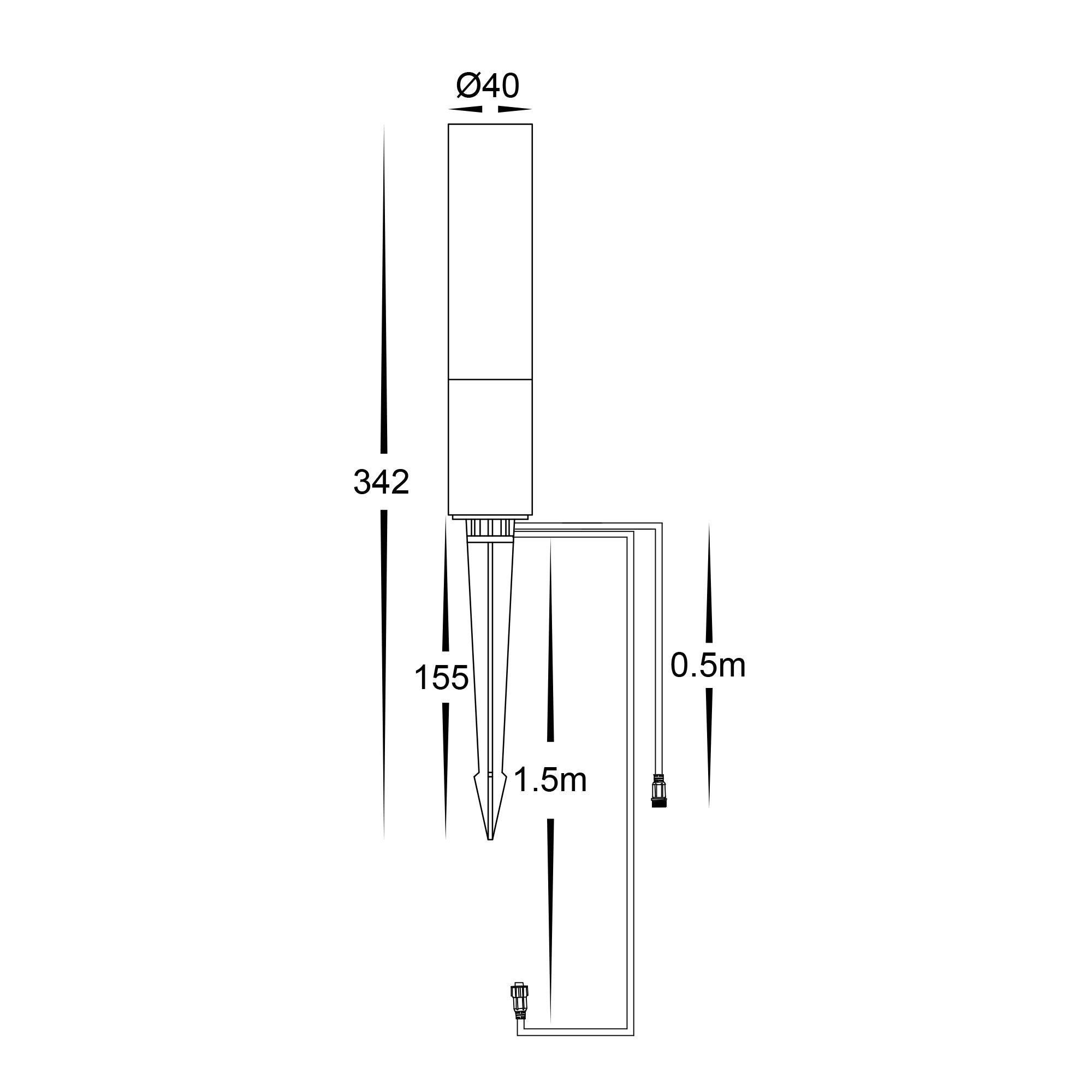 HV1449RGBCW-BLK-24V - Akril Aluminium Black RGBCW Garden Spike Light