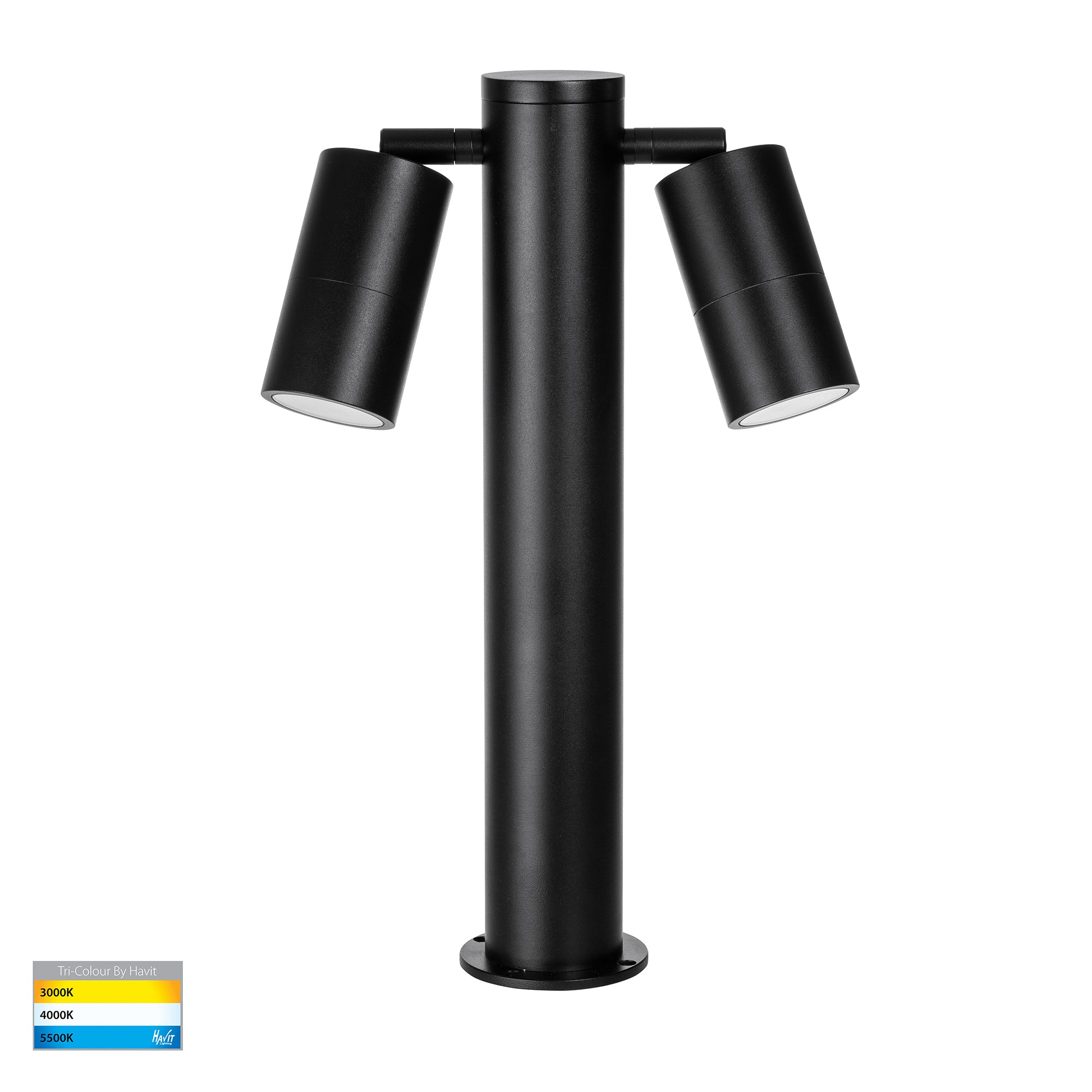 HV1501T-BLK - Tivah Black TRI Colour Double Adjustable LED Bollard Light