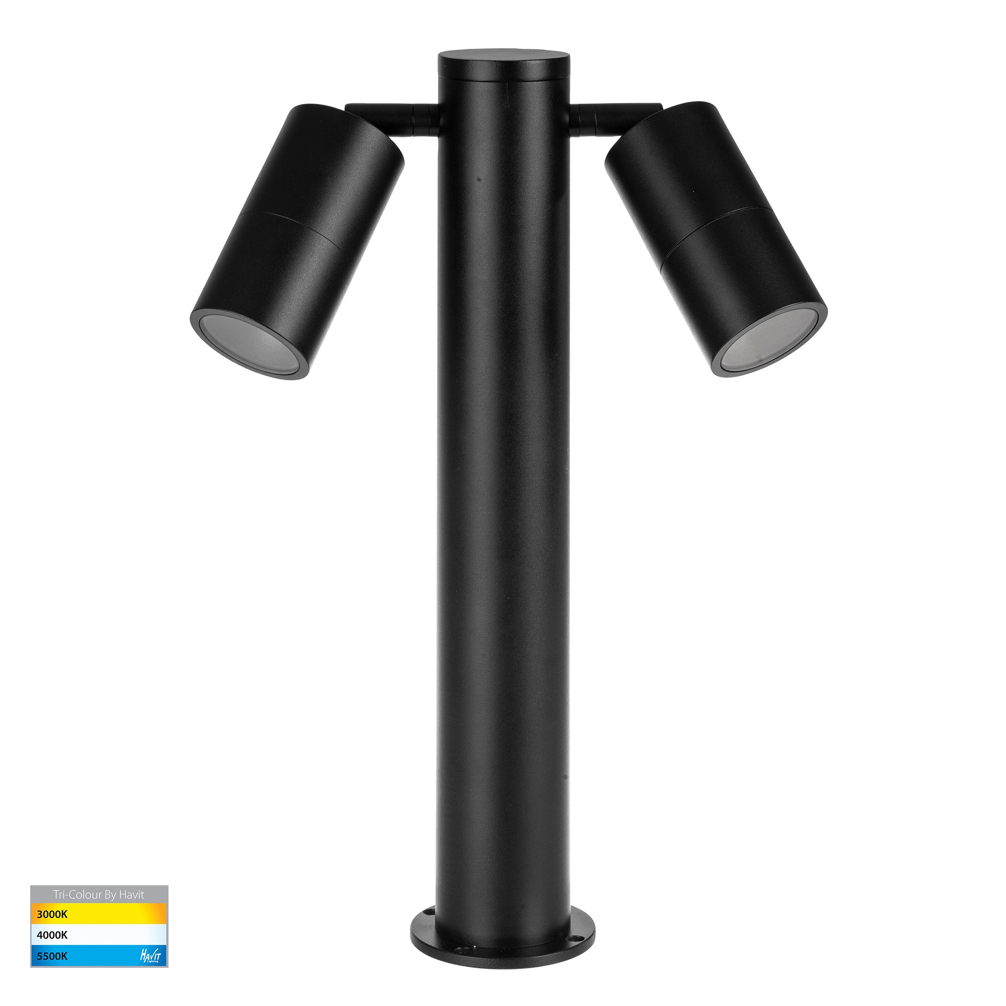 HV1501T-BLK - Tivah Black TRI Colour Double Adjustable LED Bollard Light
