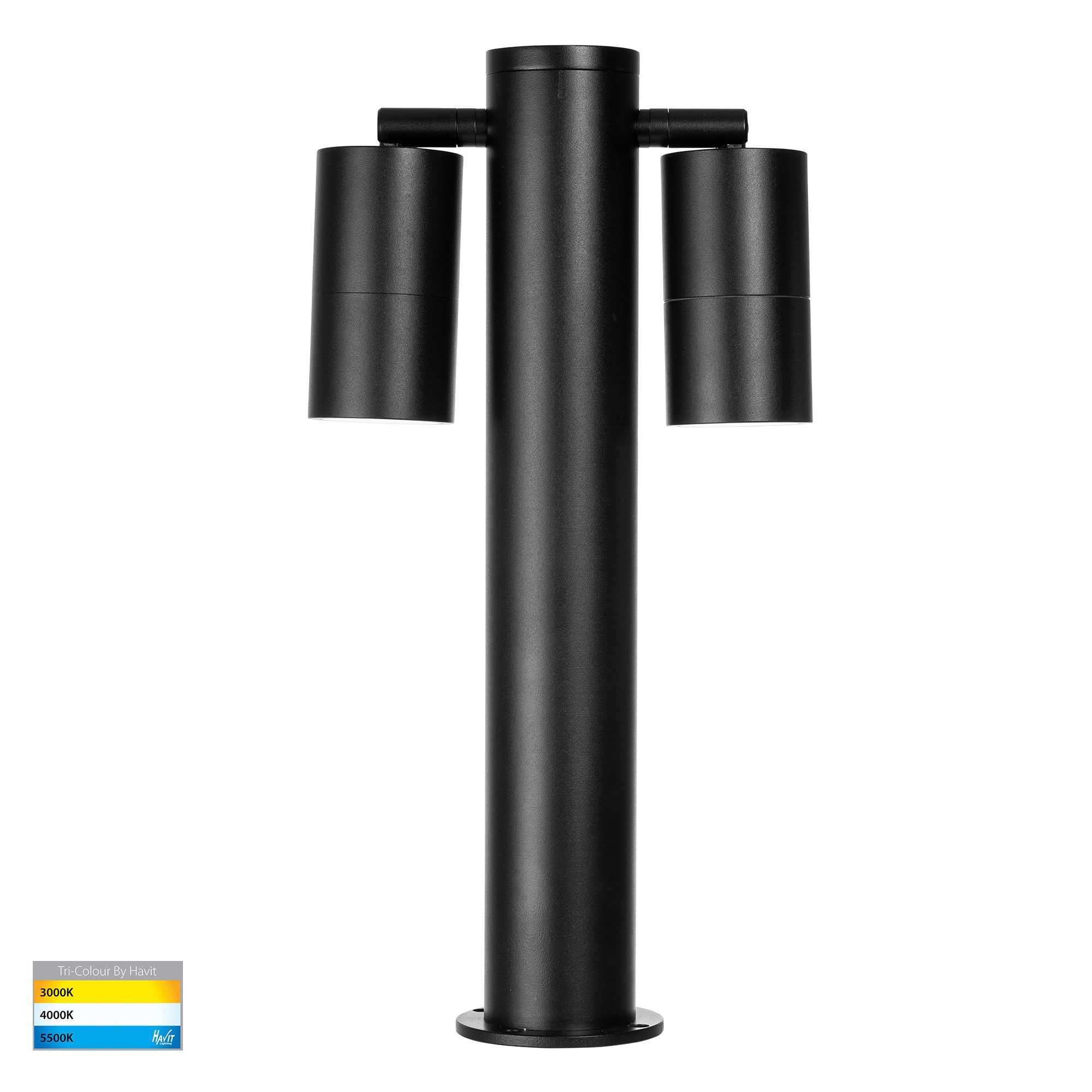 HV1501T-BLK - Tivah Black TRI Colour Double Adjustable LED Bollard Light