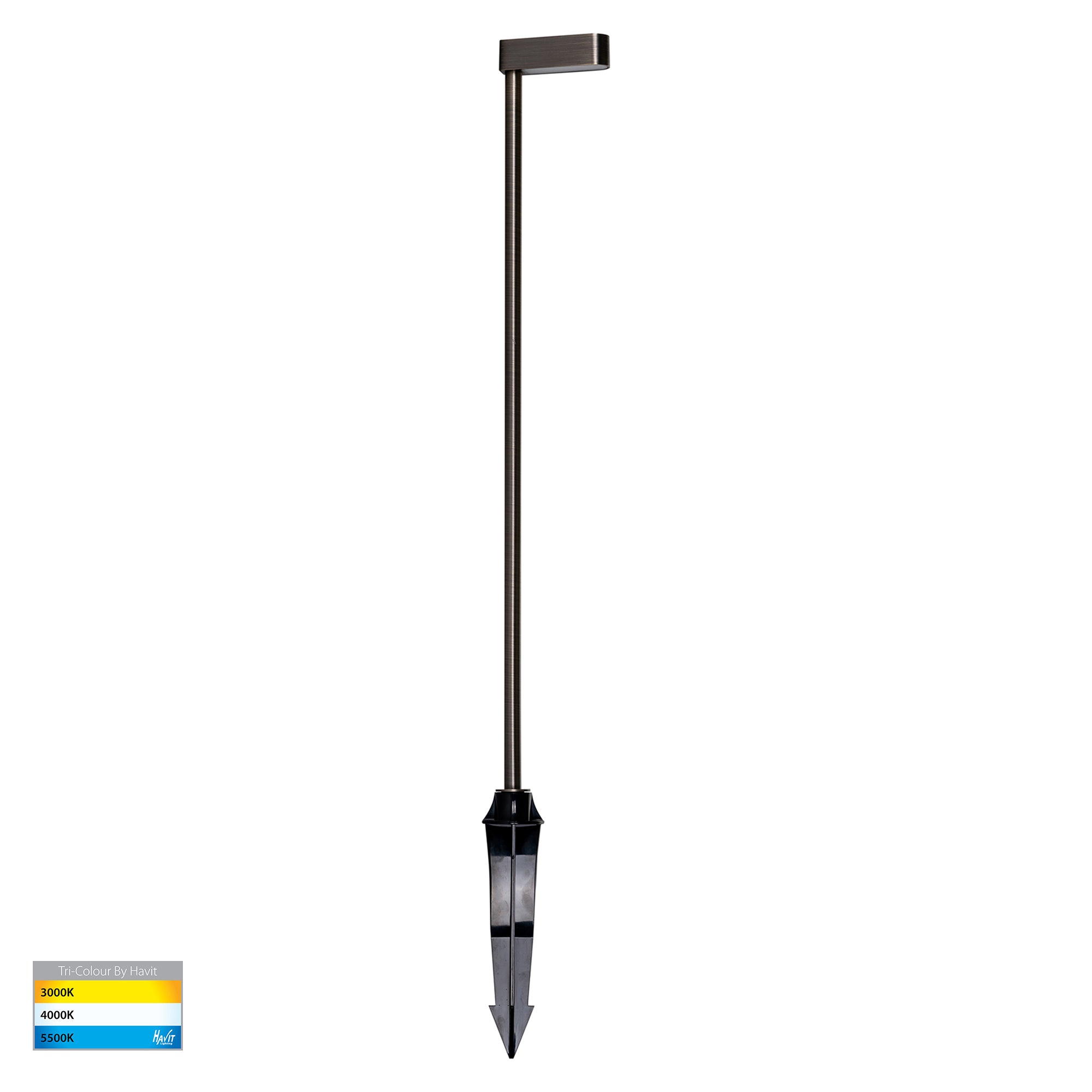 HV1516T-AB-24V - Lindri Antique Brass LED Bollard Spike Light