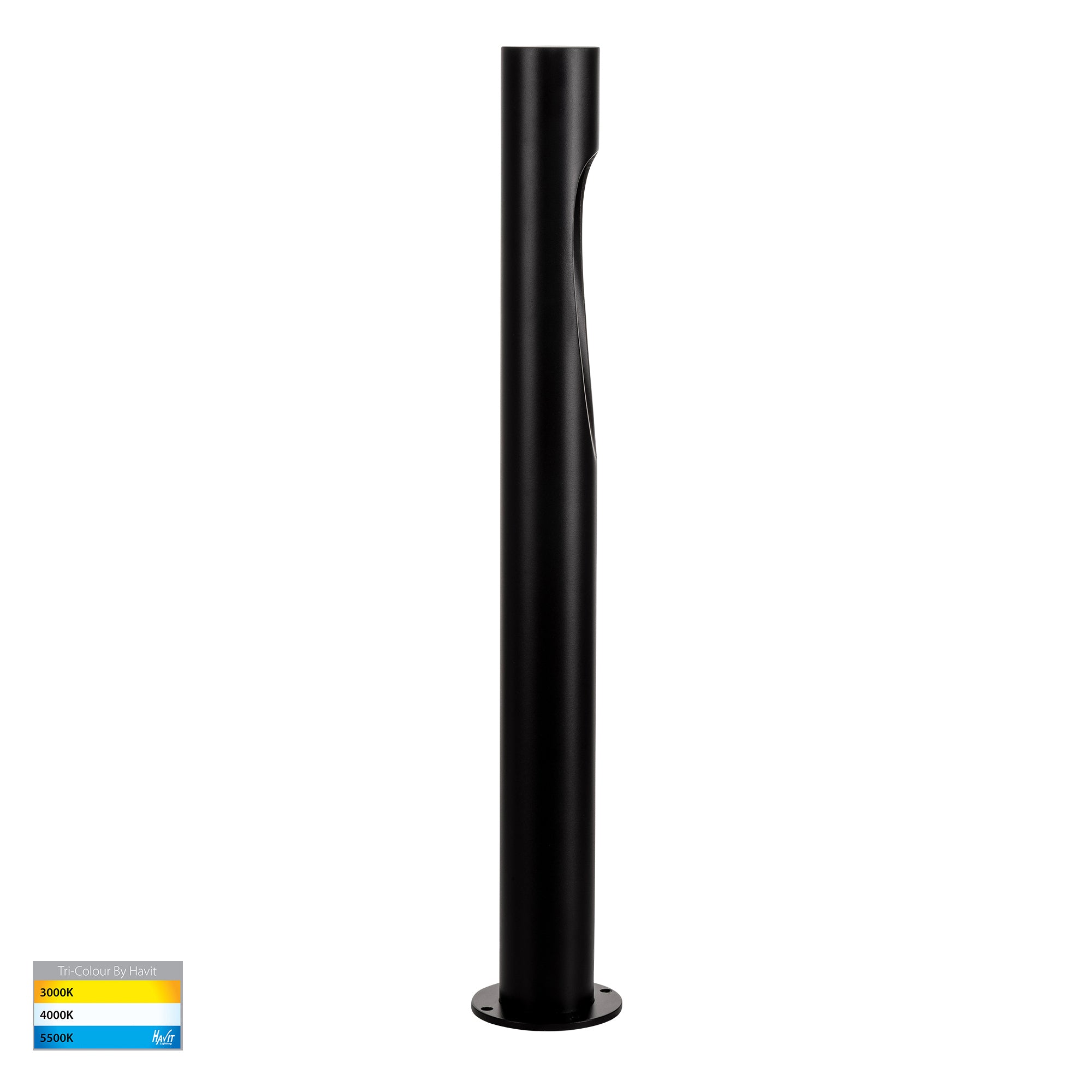 HV1660T-BLK-240V | HV1660T-BLK-24V - Fedor Aluminium Black 600mm Round LED Bollard Lights 