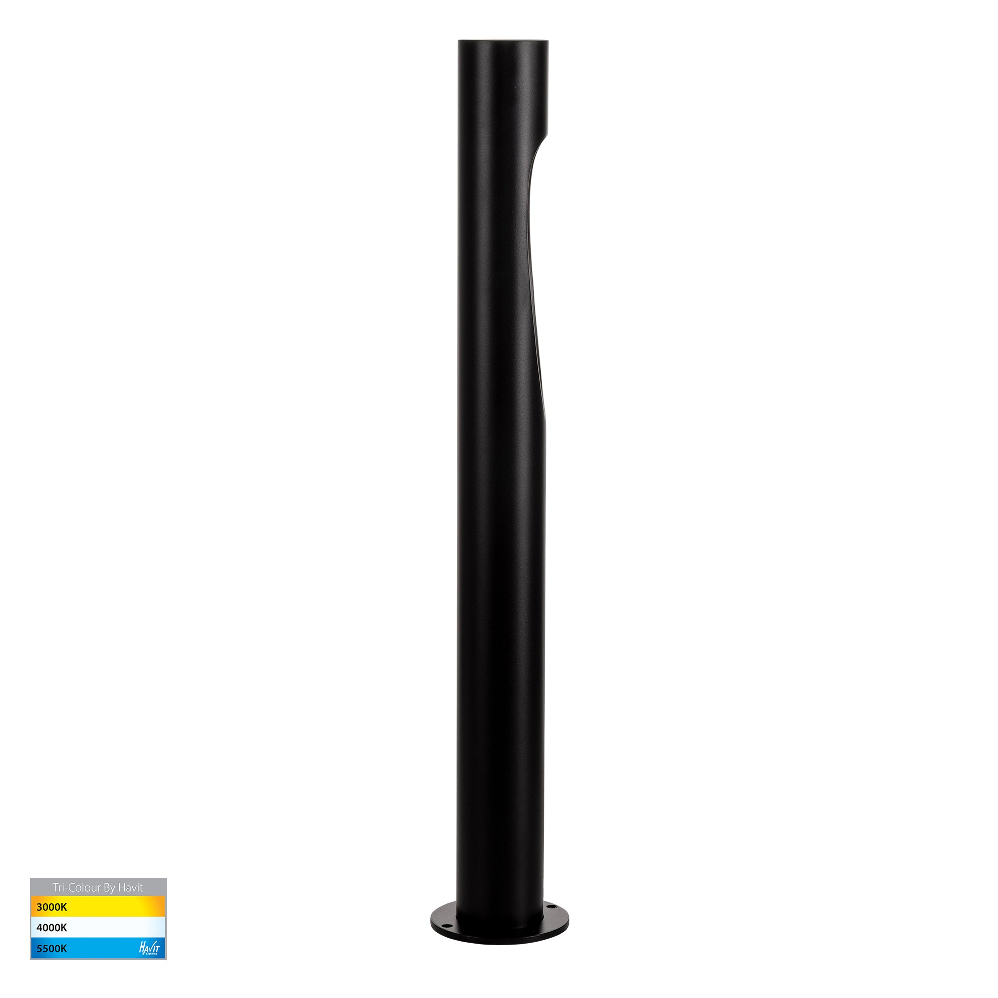 HV1660T-BLK-240V | HV1660T-BLK-24V - Fedor Aluminium Black 600mm Round LED Bollard Lights 