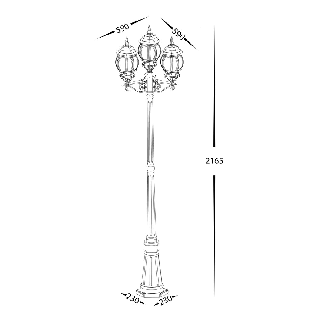 HV1673W-BLK - Trener Aluminium Black Coach 3 Light Post Light – Havit ...