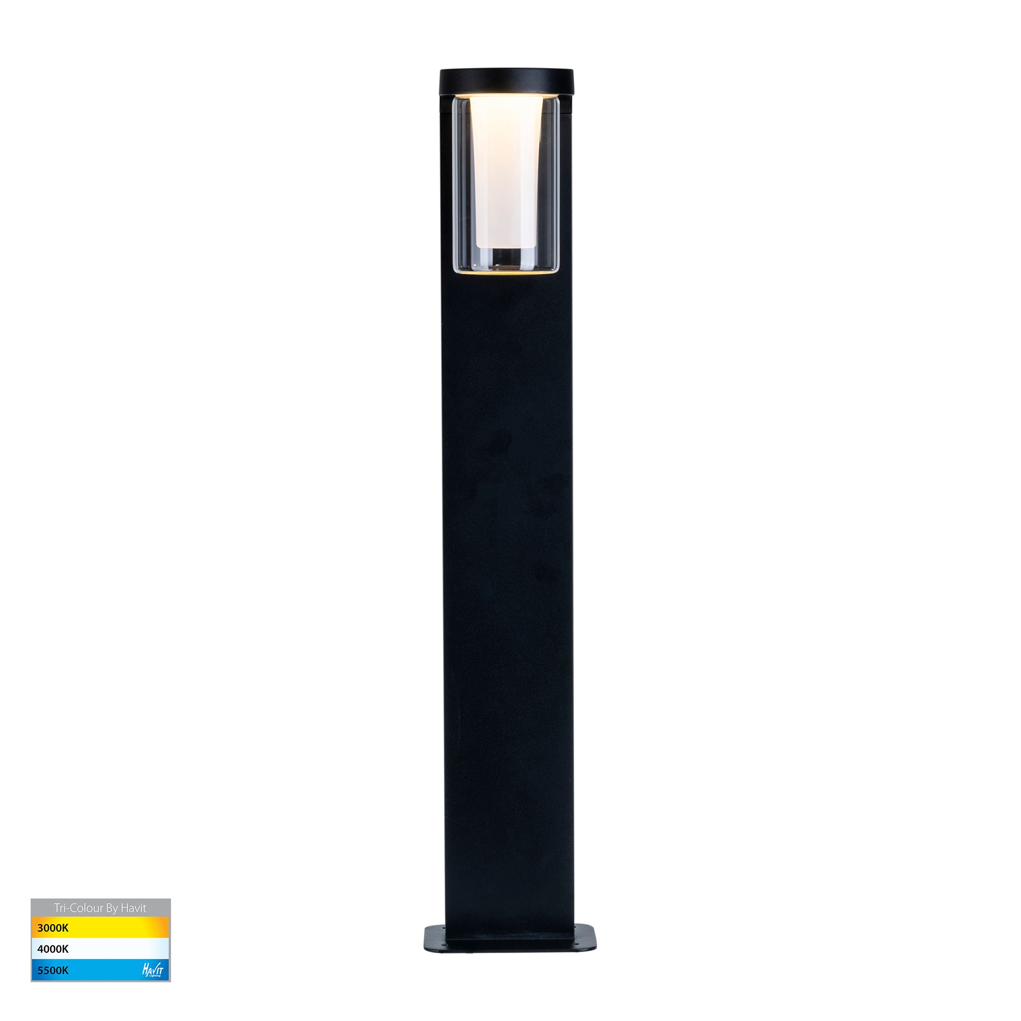 HV1691T-BLK-240V - Otaner Aluminium Black Tri Colour LED Bollard Light