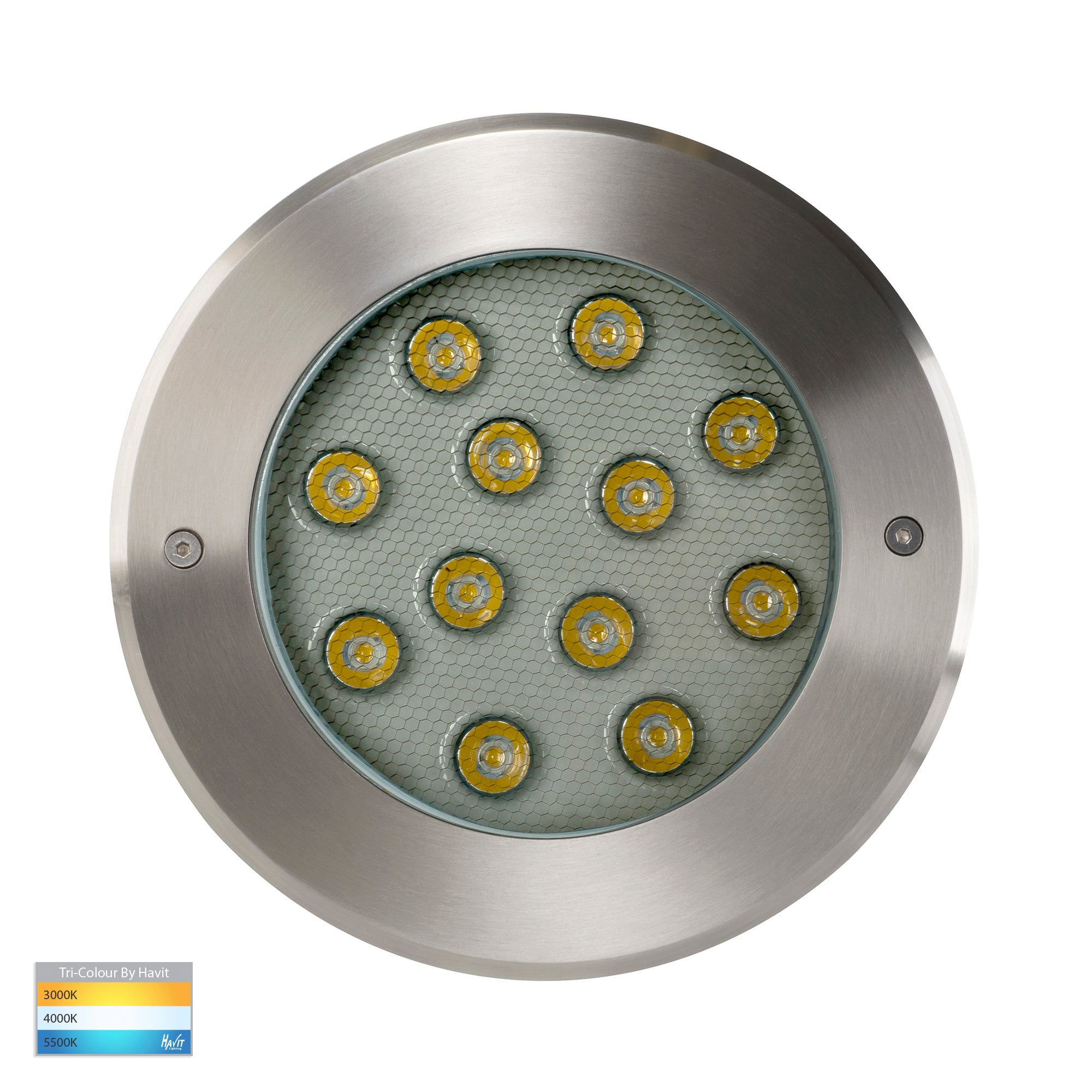 HV1843T - Split 316 Stainless Steel TRI Colour 12w LED Inground Light