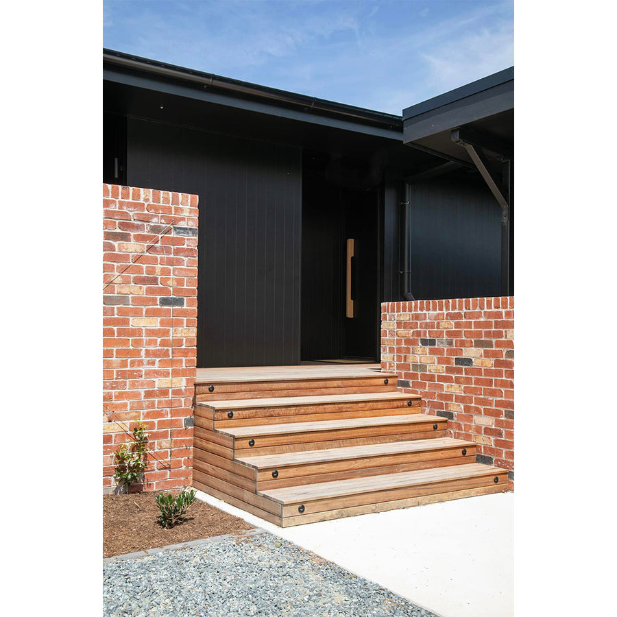 Mini Ollo Black Step Lights Along Timber Front Steps