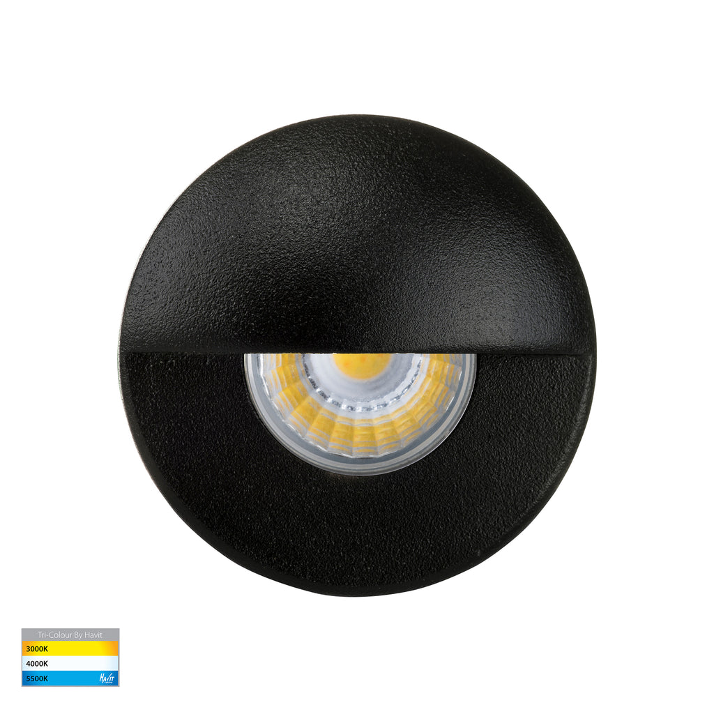 HV2891T-BLK-12V - Mini Ollo Black LED Step Light with Eyelid