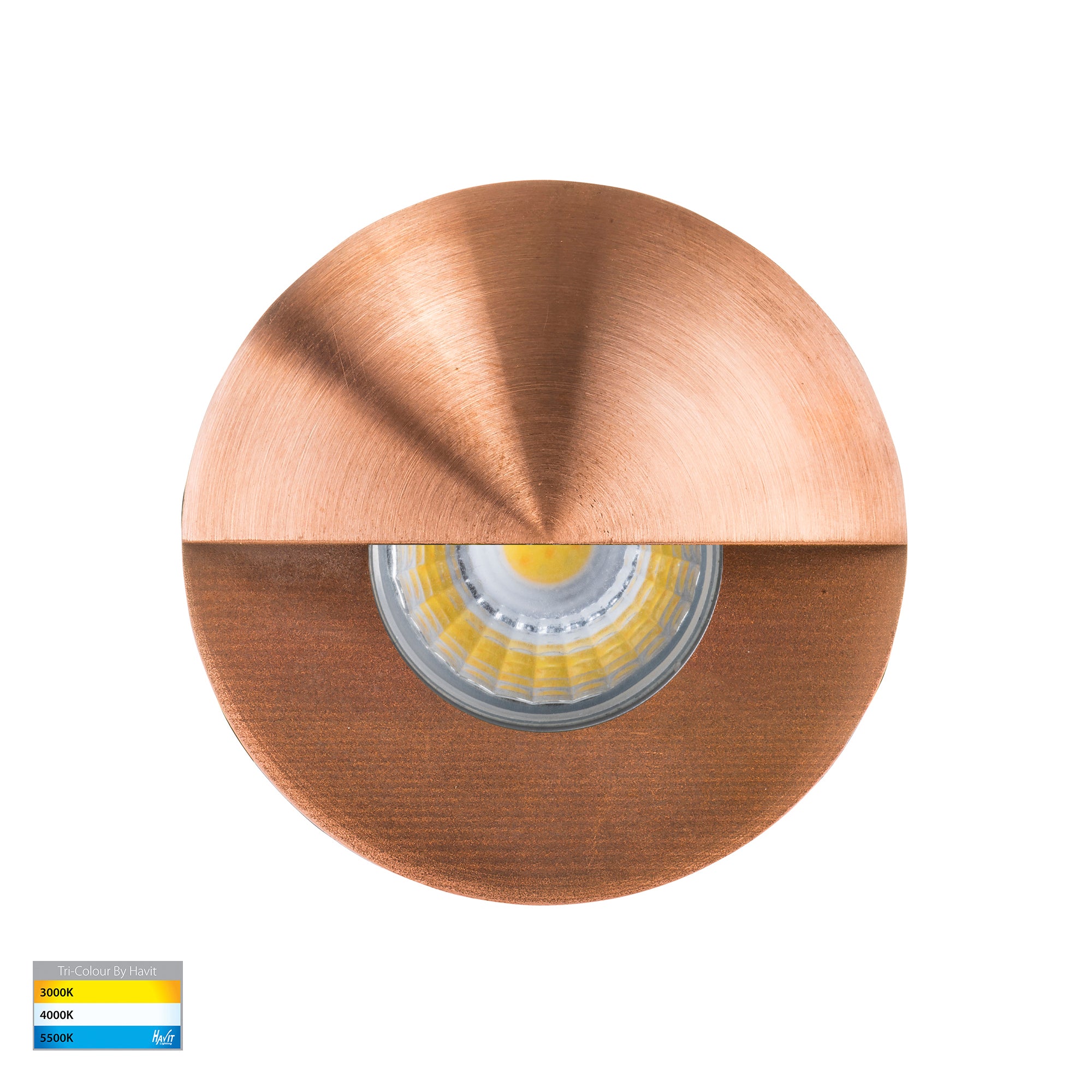 HV2891T-CP-12V - Mini Ollo Copper LED Step Light with Eyelid